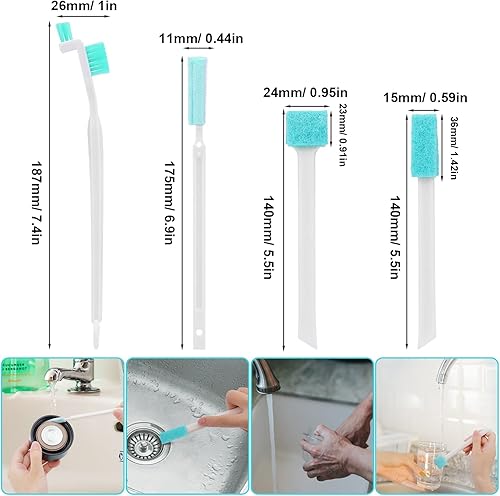 Miniatura 2 de 8 cepillos de limpieza para el hogar pequeños, juego de cepillos de limpieza pequeños, micro fregador, 8 en 1, cepillo de limpieza de detalles,