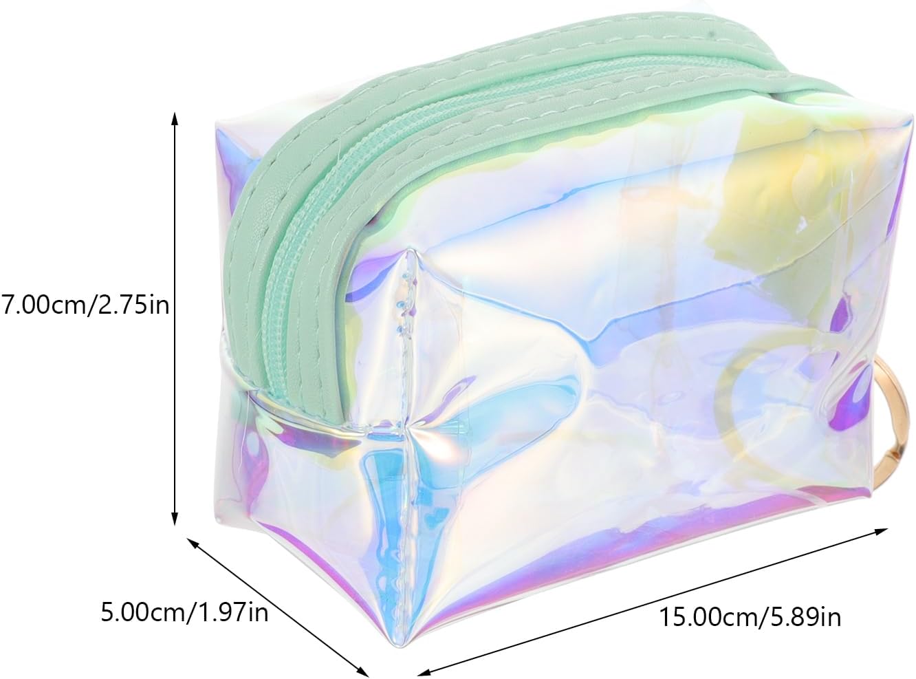 Small Laser Coin Purse Keychain Wallet for Women Teens Compact Change Pouch with Card and Cash Holder - Image 2