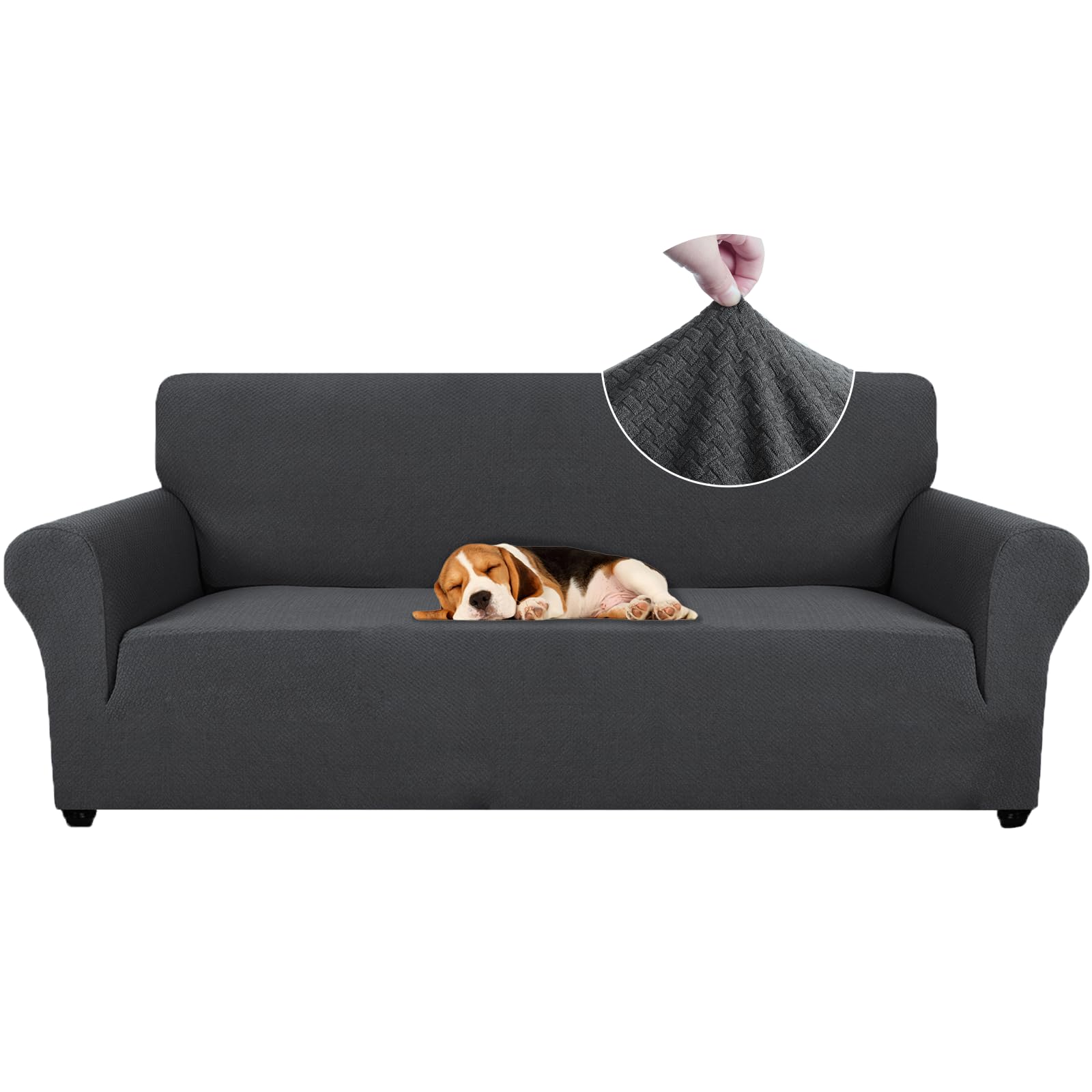 Ystyle Elasticas Funda Sofa 3 Plazas, Fundas de Sofa Ajustables con Reposabrazos, Gruesa Funda Sofá Anti Gatos Perros y Mascotas, Moderna Cubre Sofa Antimanchas Lavable, Gris