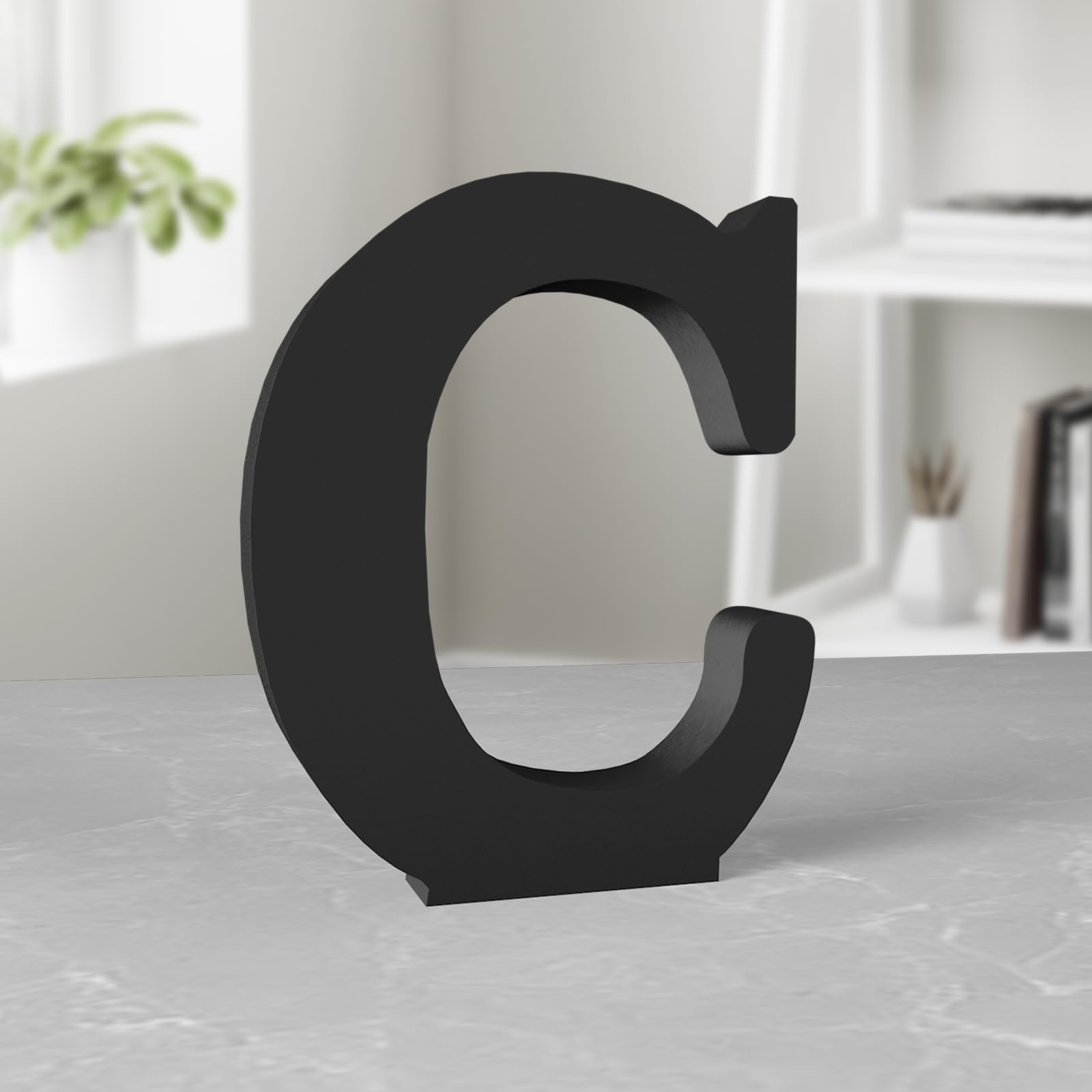 Aruatu 8 Inch Black Wood Letters Unfinished Wood Letter for Wall Decor Decorative Standing Letter Large Letters for wall Decoration for Craft Home Party Projects (C)
