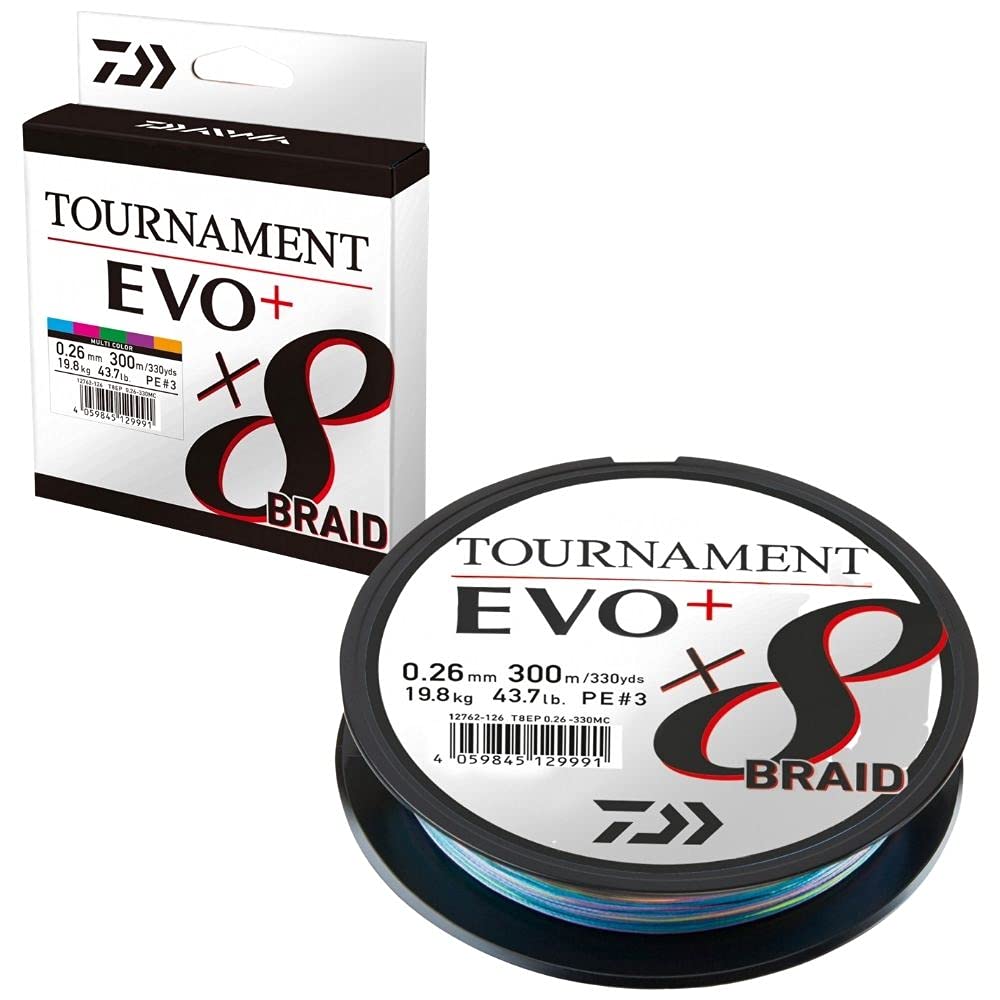Daiwa Tournament X8 Braid EVO+, 300m, Multicolore, Filo da Pesca Trecciato