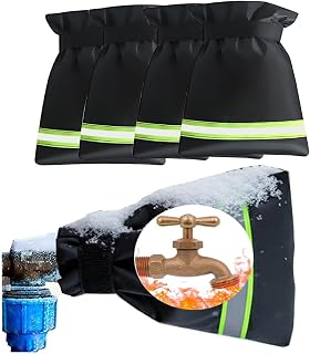 No-More-Frozen-Pipes Outdoor Faucet Covers - Insulated Waterproof Spigot Protection with Reflective Strips & Hook-and-Loop Closure, 5.9" x 8.3" (3 Pack)