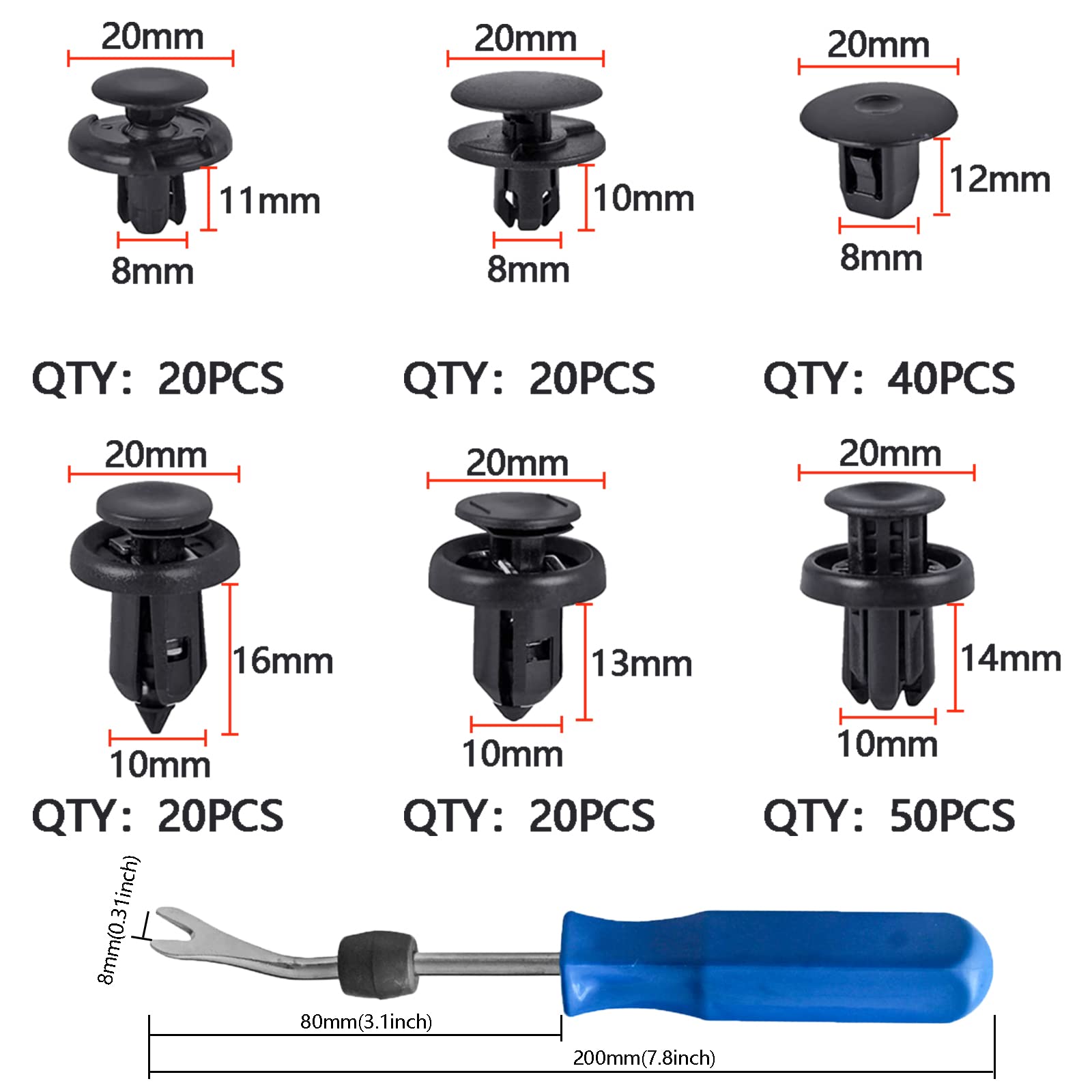 Amazon.com: Car Retainer Clips 170PCS 6 Size Fender Bumper