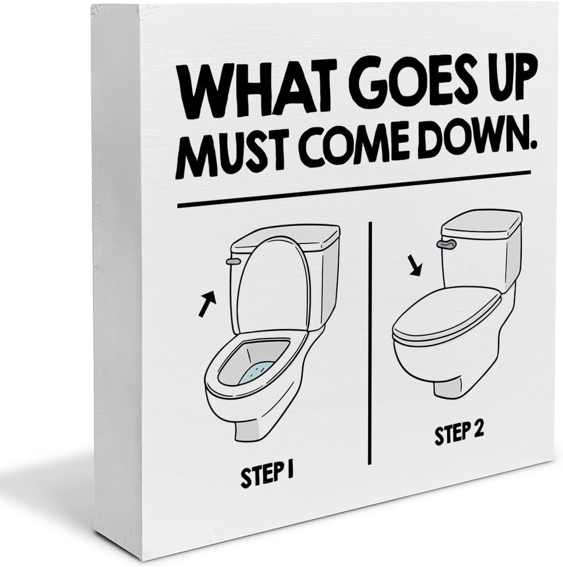 Funny Bathroom Box Sign 5x5 Inch Toilet Humor Wooden Decor