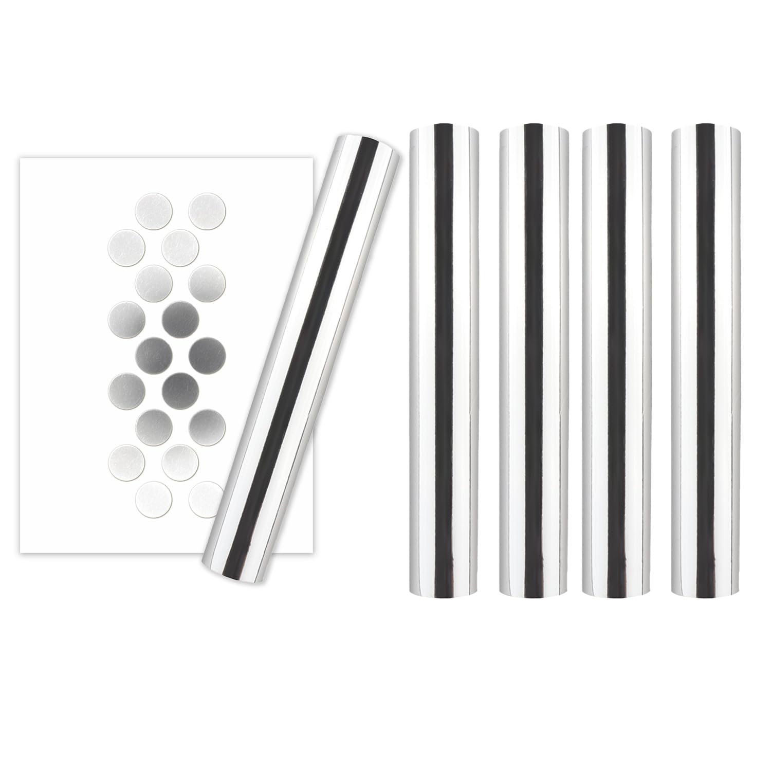 OTCRAFT 5 PCS 16.4 Feet x 5.9 inch Glimmer Hot Foil Roll, Heat Activated Foil Transfer Sheets for Craft (Silver)