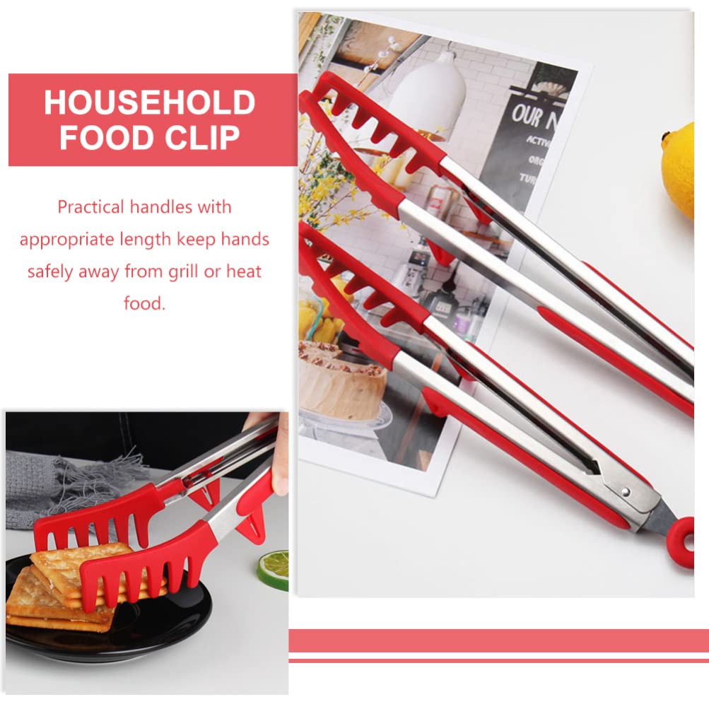 Pinzas para Espaguetis Cocina s Pinzas en Forma de Peine de Acero Inoxidable Plancha Filete Buffet Pasta Ensalada Pinzas para Servir Cocina Pinza para cocinar Alimentos Herramientas para Hornear Roj