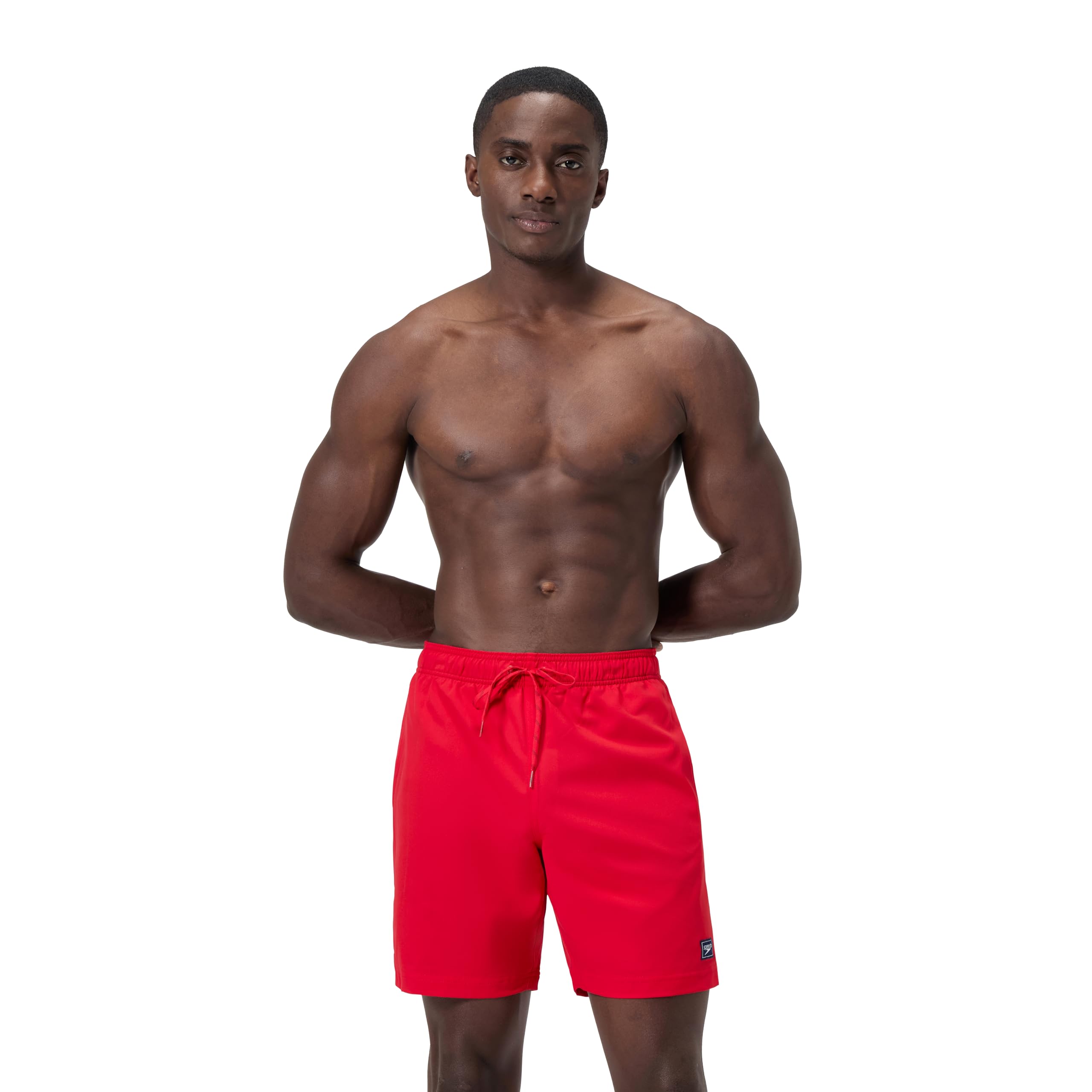 Speedo Men's 18" High Risk Red Swim Trunk Mid Length Essentials Solid