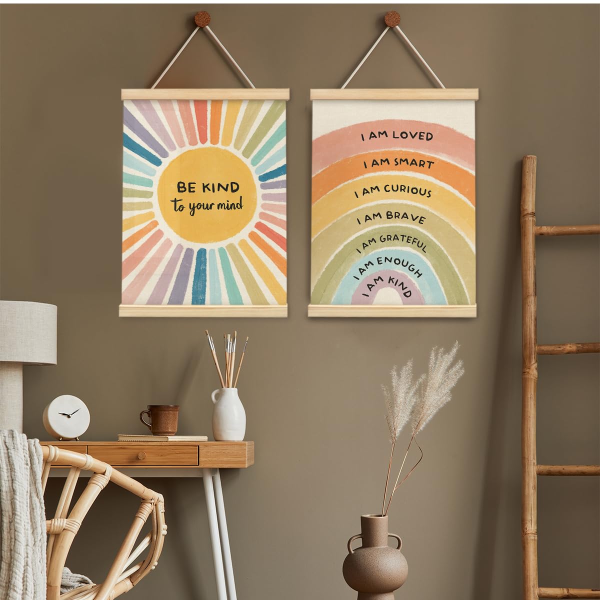 Affermazioni positive, decorazioni per l'aula, poster motivazionale, decorazioni per la scuola domestica, set di 16 poster in bianco e nero - Italia