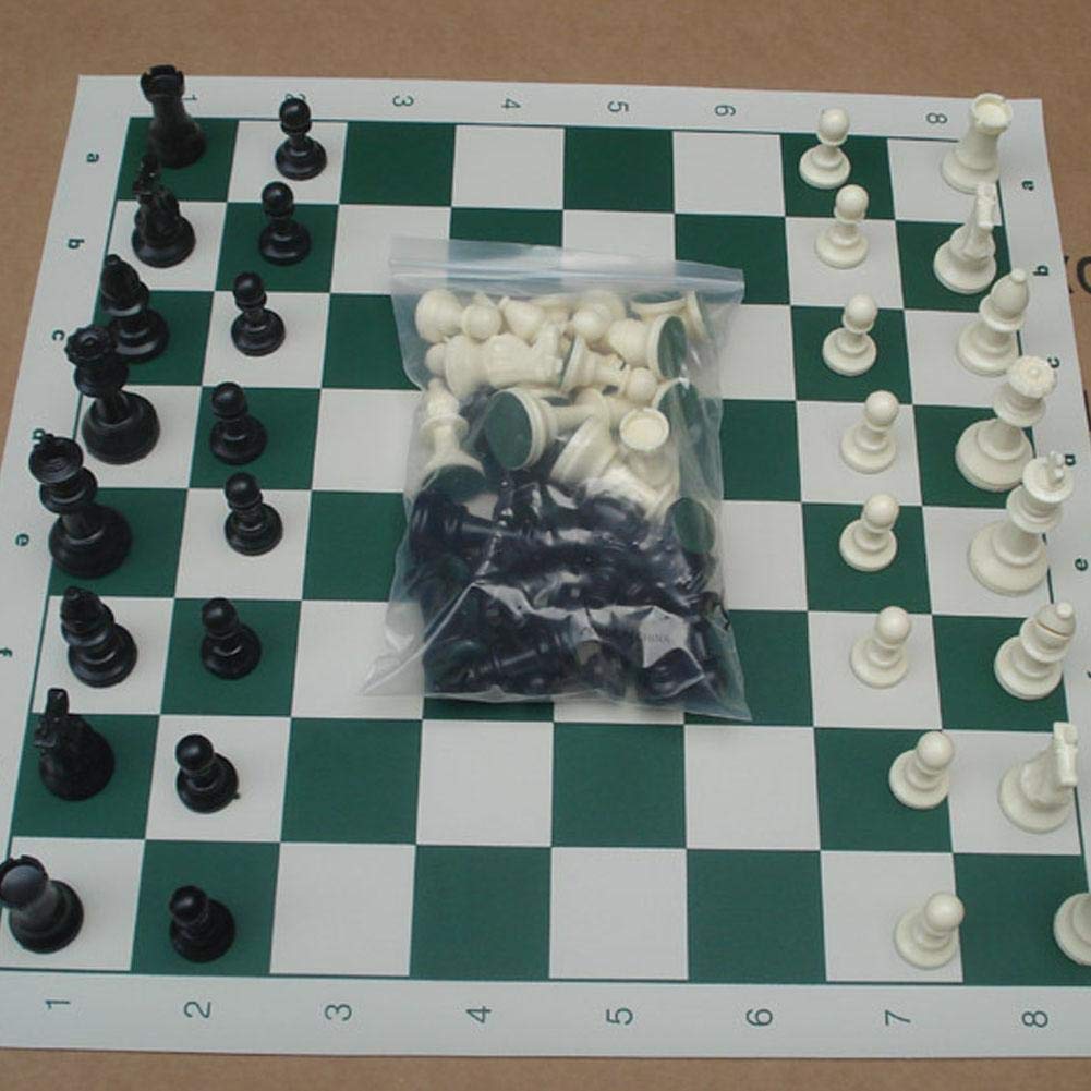 Wytino Chess Game,Plastic Chessmen Set International Chess Game Complete Chessmen Set Black&White(74mm) - Image 2