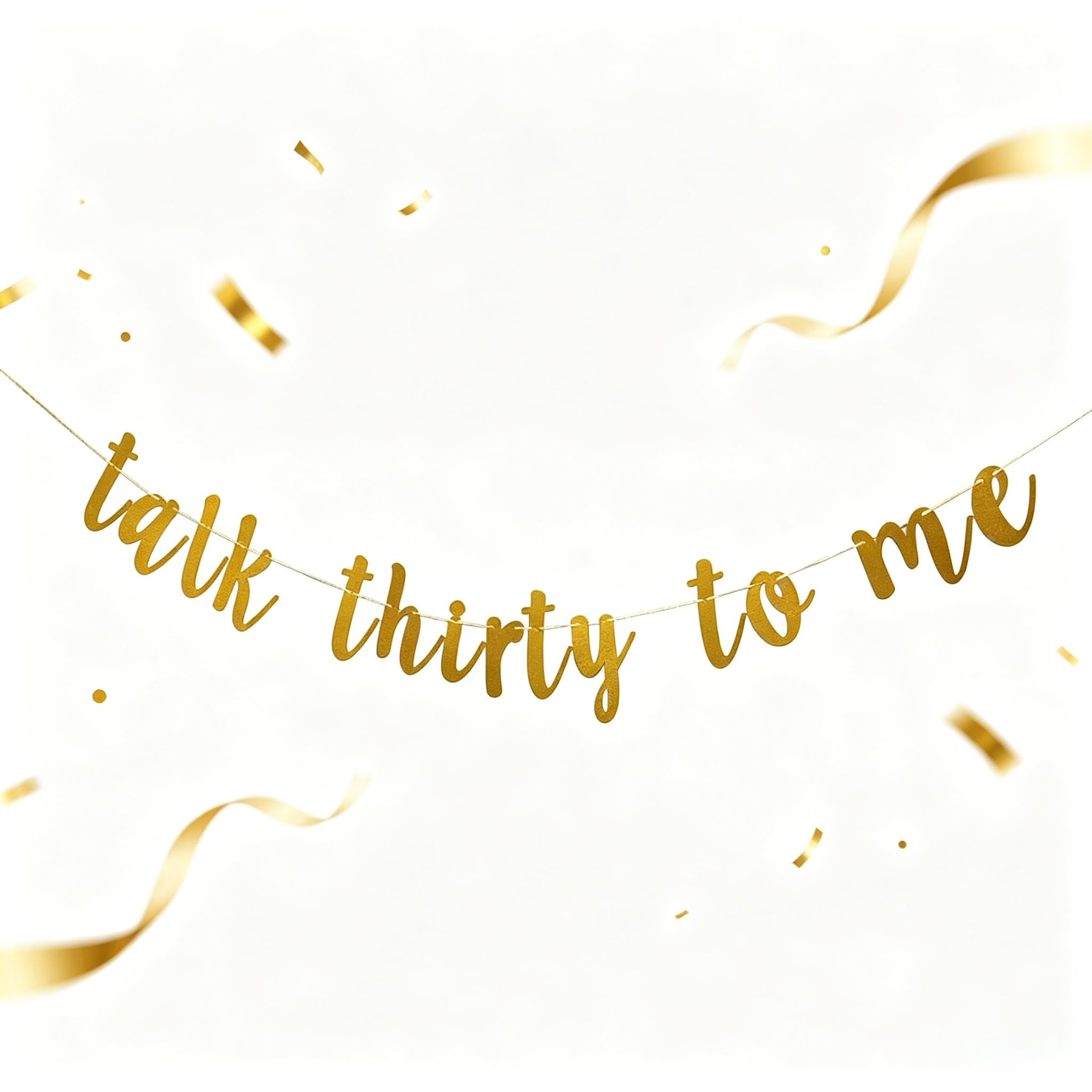 Talk Thirty to Me Banner, Happy 30th Birthday Banner/Paper Sign for Men/Women's 30th Birthday Party Decorations/Cheers to 30 Years Party Decorations (Gold)