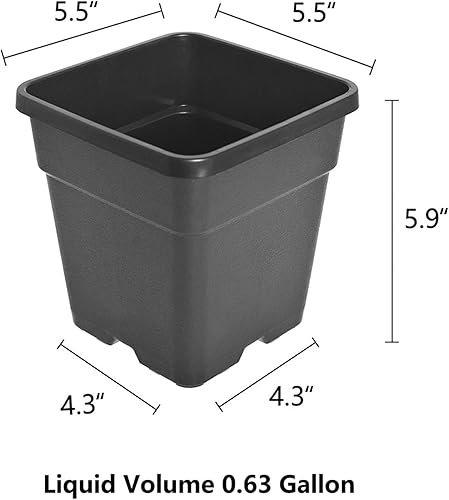 Vista 20 de Macetas cuadradas para vivero, macetas de cultivo, contenedor de vivero, apto para plantar plantas de suelo, 5 galones, 10 unidades Negro