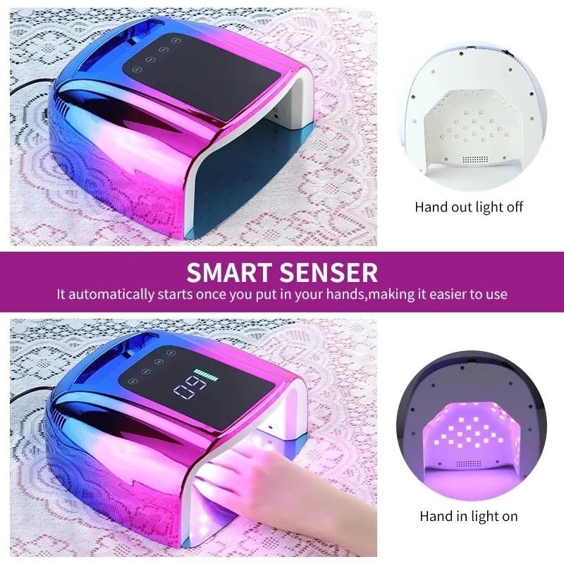 Lampa UV do paznokci, Akumulatorowa lampa UV do paznokci, 42 diody LED, profesjonalna lampa do utwardzania lakierów do paznokci, do suszenia wszystkich paznokci, manicure żelowy(Violet blue)