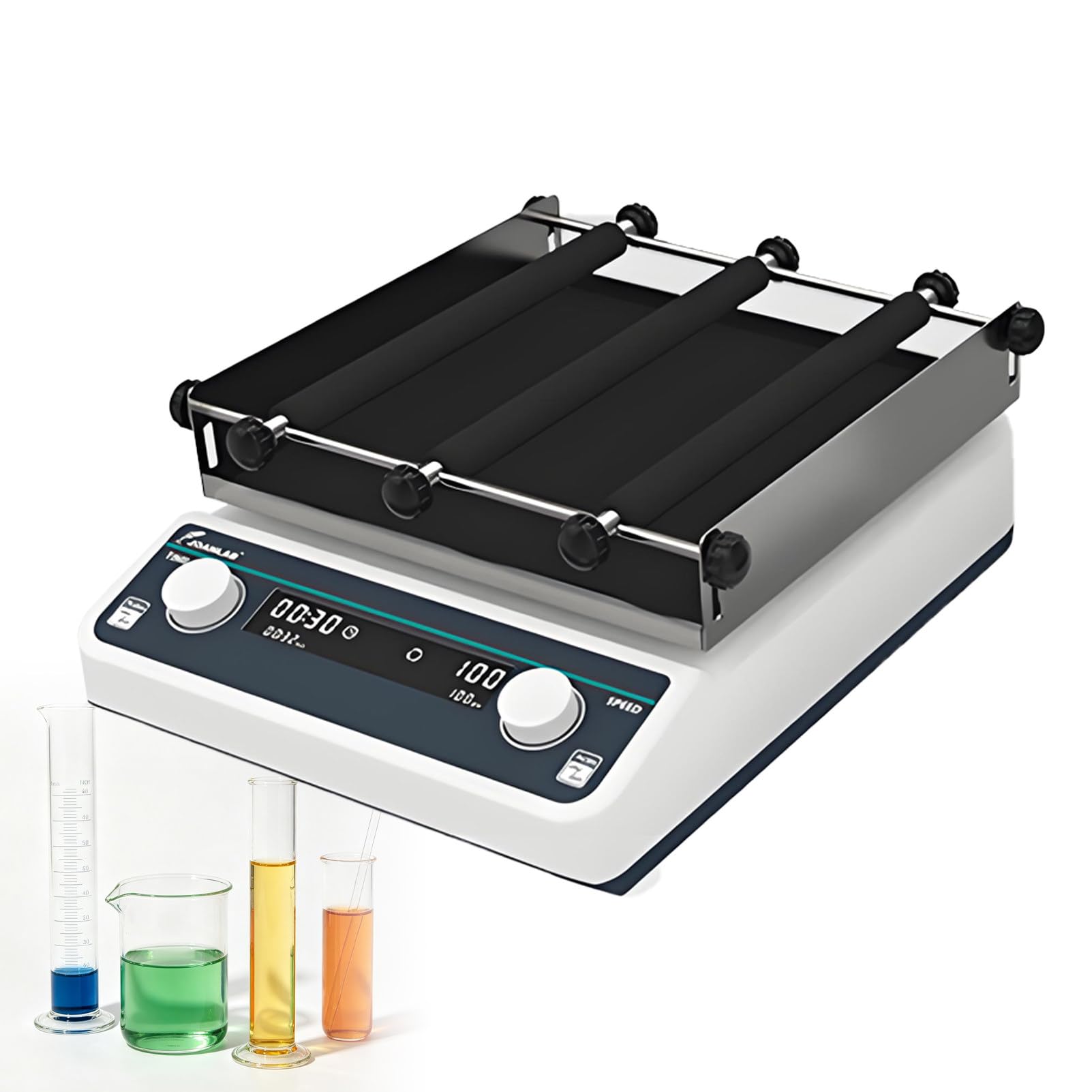 Orbitaler Laborschüttler, Variable Geschwindigkeit (40–200 U/min), digitaler Timer & Dauerbetrieb, Plattform 250 x 250 mm, max. Traglast 2 kg – für Schul- und Heimlaboratorien. OS-20Pro