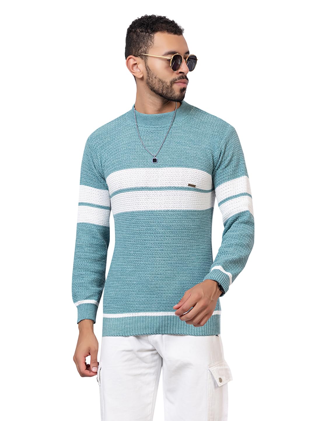 wear lusso Men’s Striped Crew Neck Winter Sweater – Classic Knit Pullover | Cozy, Warm & Versatile Knitwear for Layering in Cold Weather-picture-38