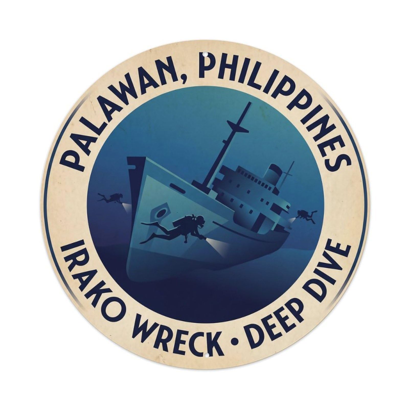 Odgynaw 8X8inch(20X20cm) Palawan Irako Wreck Shipwreck Diving Underwater World Metal Tin Sign
