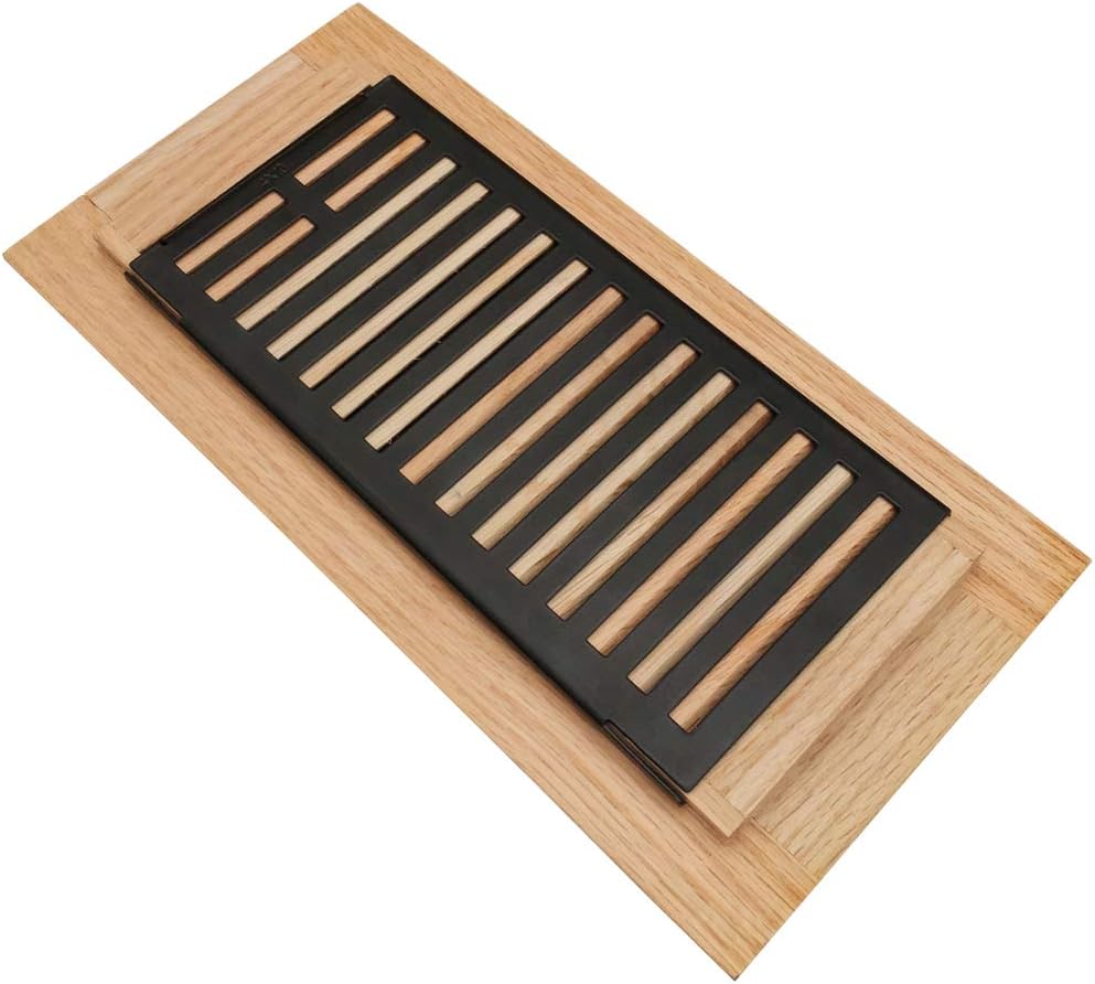 Red Oak Wood Floor Register, Drop in Vent Cover with Damper, 2-1/4 x 14 Inch (Duct Opening), 3/4 Inch Thickness, Unfinished