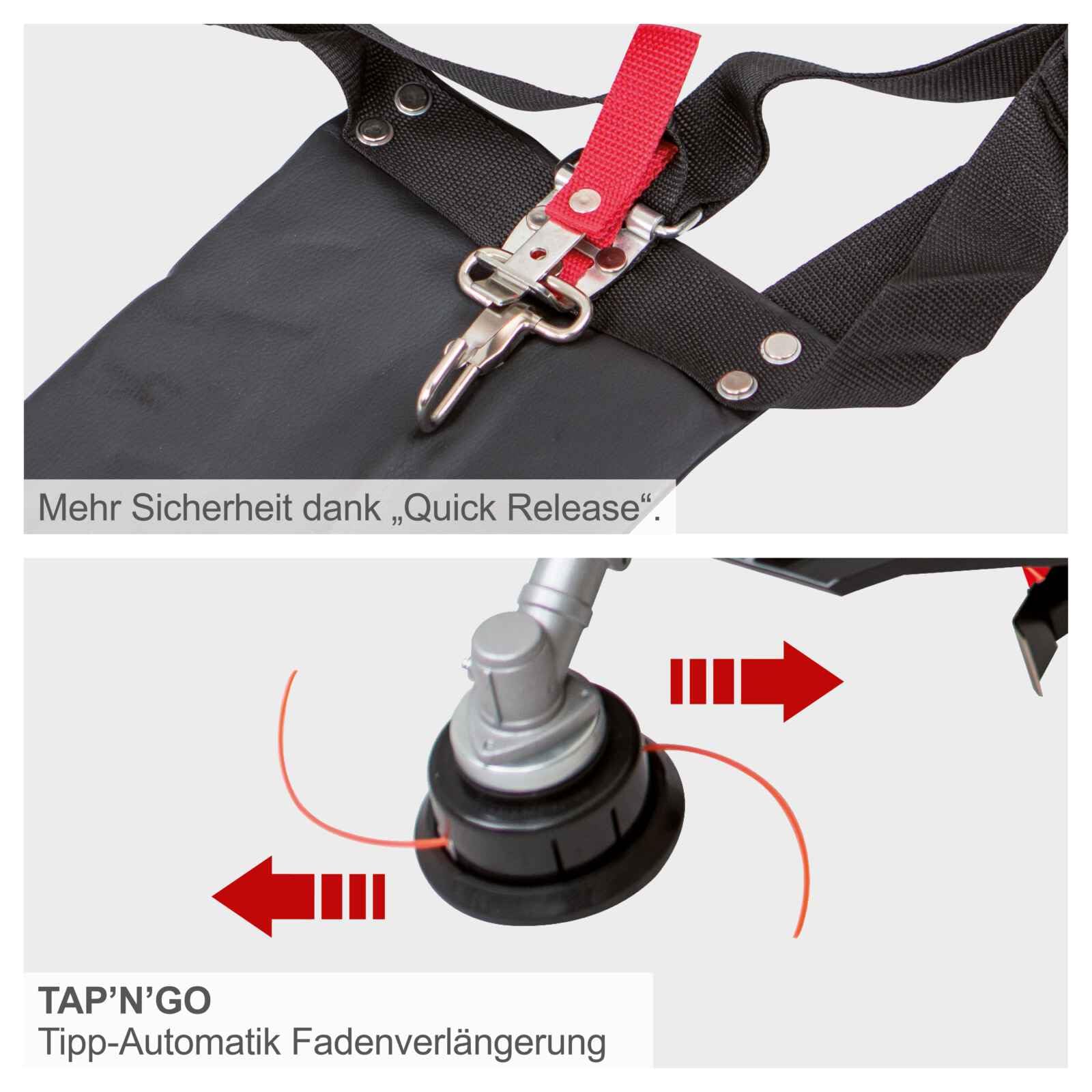 Scheppach Benzin Motorsense MFH5200-4P Kettensäge 4in1 Freischneider 1,8PS | Rasentrimmer, Heckenschere, Hochentaster | Multigartengerät für Rasenpflege, Baum-& Heckenschnitt | Schultergurt & Hüftschutz
