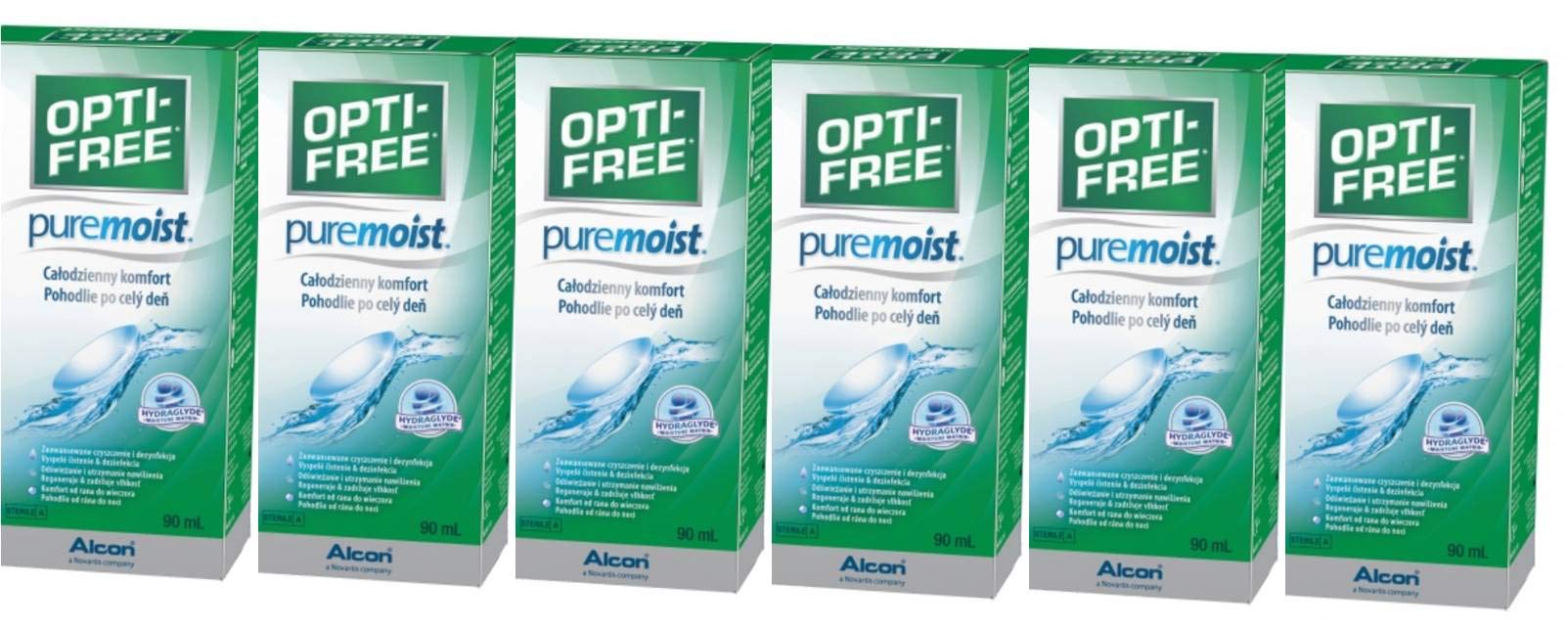 Opti-Free PureMoist - Contact Lenses Solution - Optifree - Clean, Disinfict, ReCondition, Retain Moisture, Contact Lenses - 90ml BUNDLE PACK OFFERS 2,3,4,5 & 6 (6)