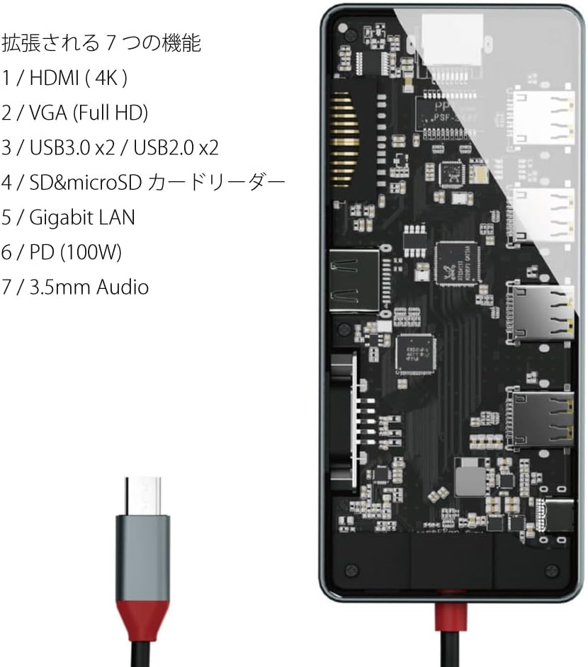 SD-CMULTI01-B Airlia Type C Connection, Multi-Functional Adapter, See-Through Structure, See-Through Structure, HDMI VGA, USB3.0, 2.0 LAN Port, SD Card Reader, Micro SD Card Reader, PD Compatible,