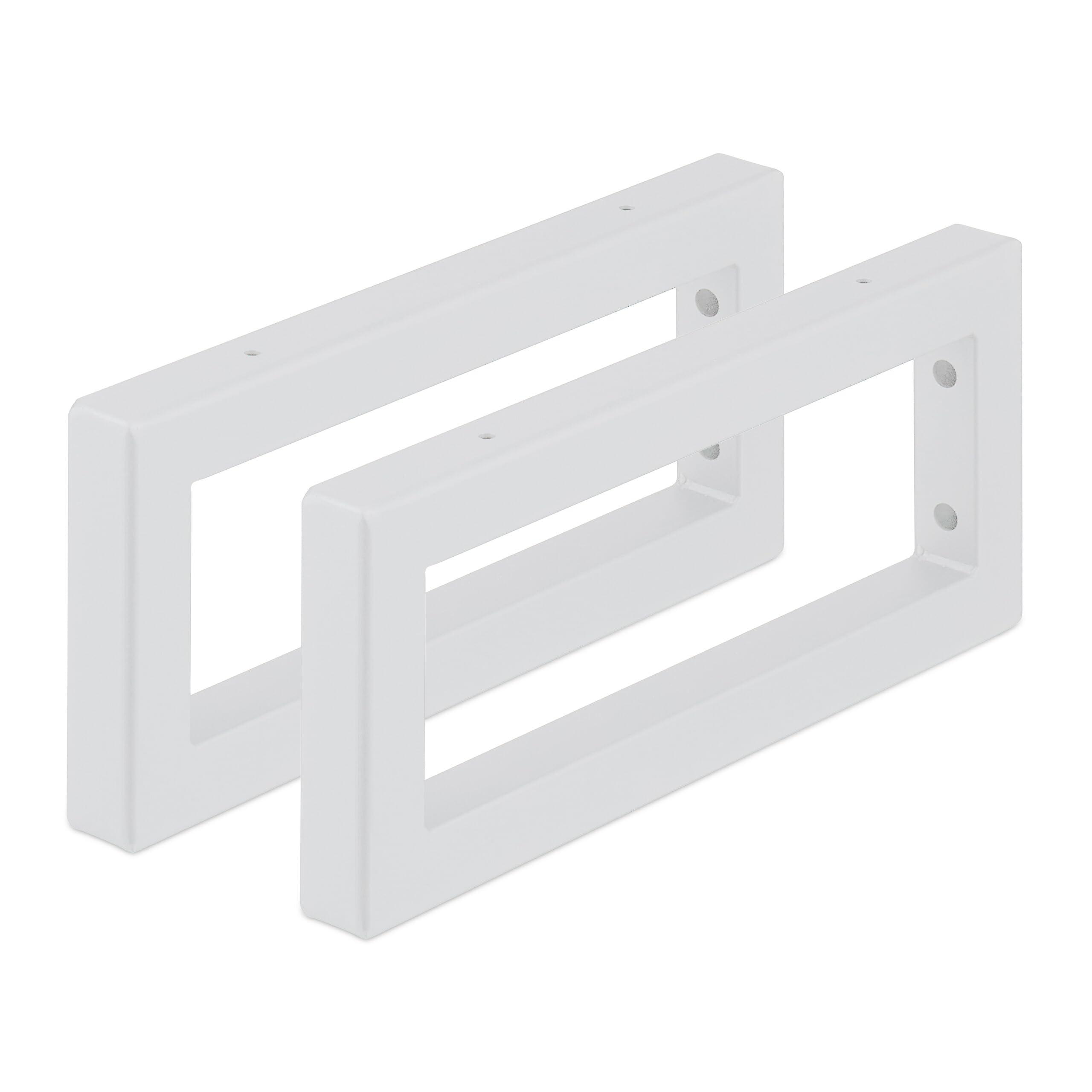 Relaxdays Escuadras Repisa, Set de 2, 35 cm, Soportes Estante, Lavabo Pared, Acero, Sujeta Baldas Rectangulares, Blanco