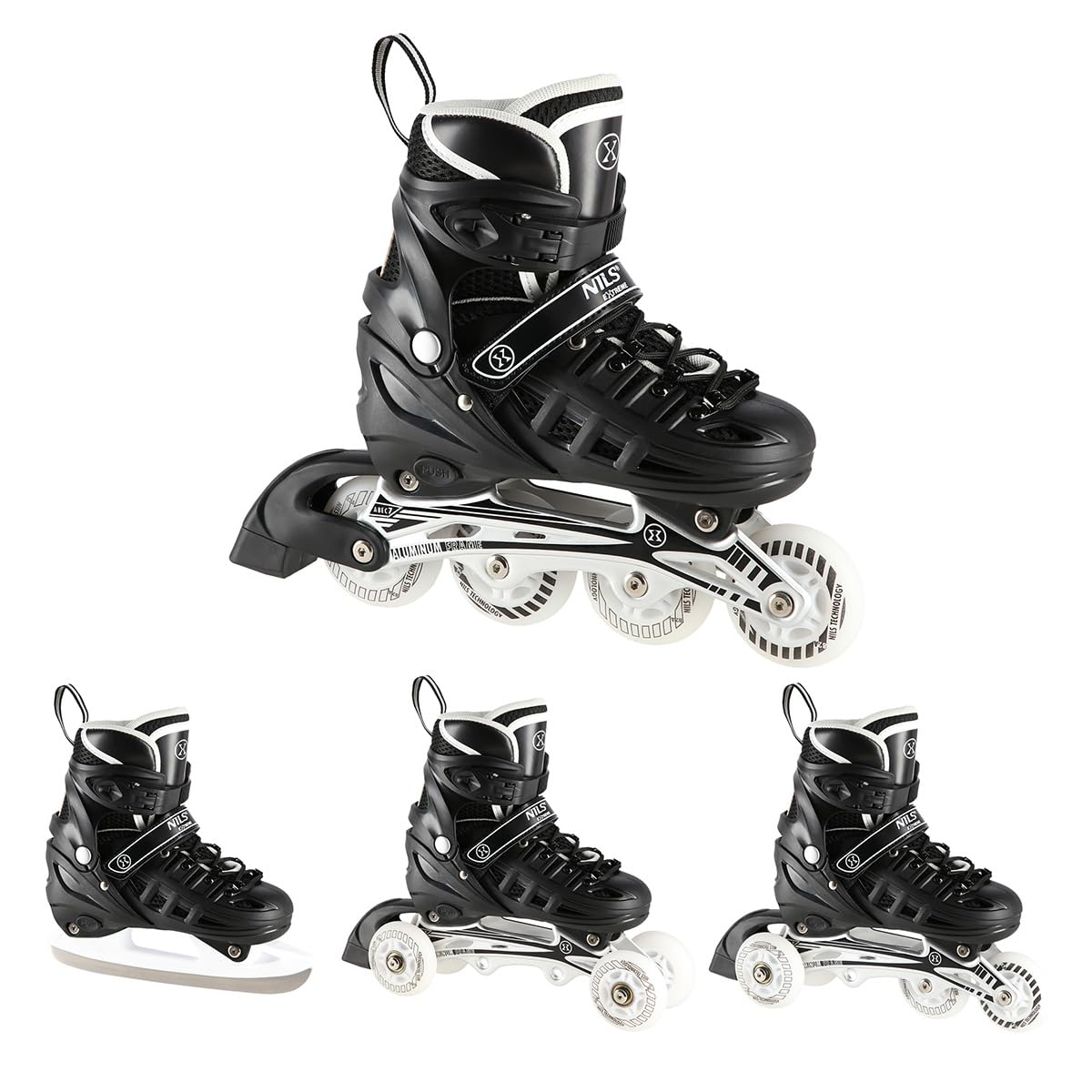 Pattini in linea a LED 4 in 1, pattini a rotelle, con misura regolabile, 31-42, pattini in linea ABEC7, per bambini e adulti, per il tempo libero