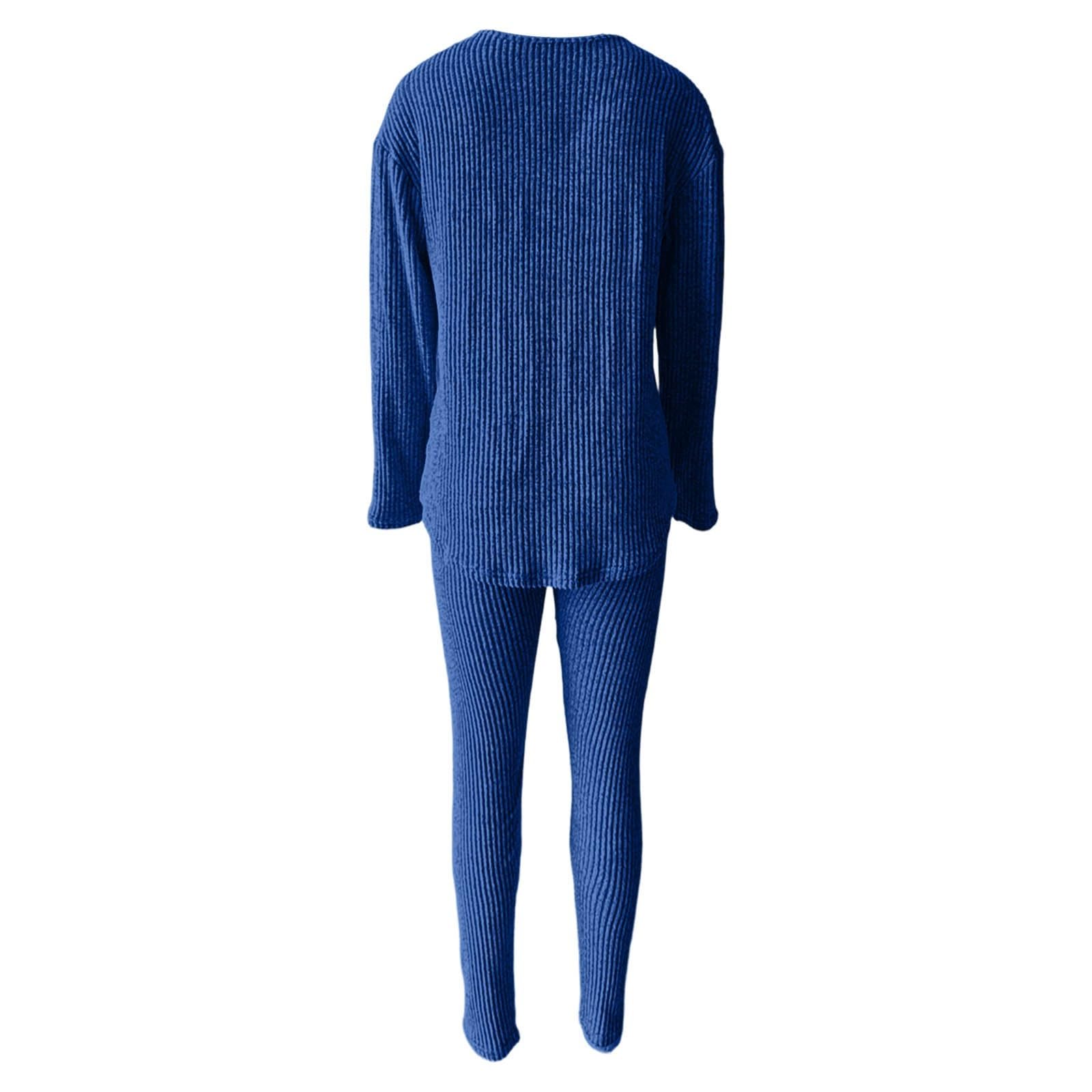 Maglieria da donna per tutti i giorni, comoda e comoda, con top a maniche lunghe e pantaloni coordinati