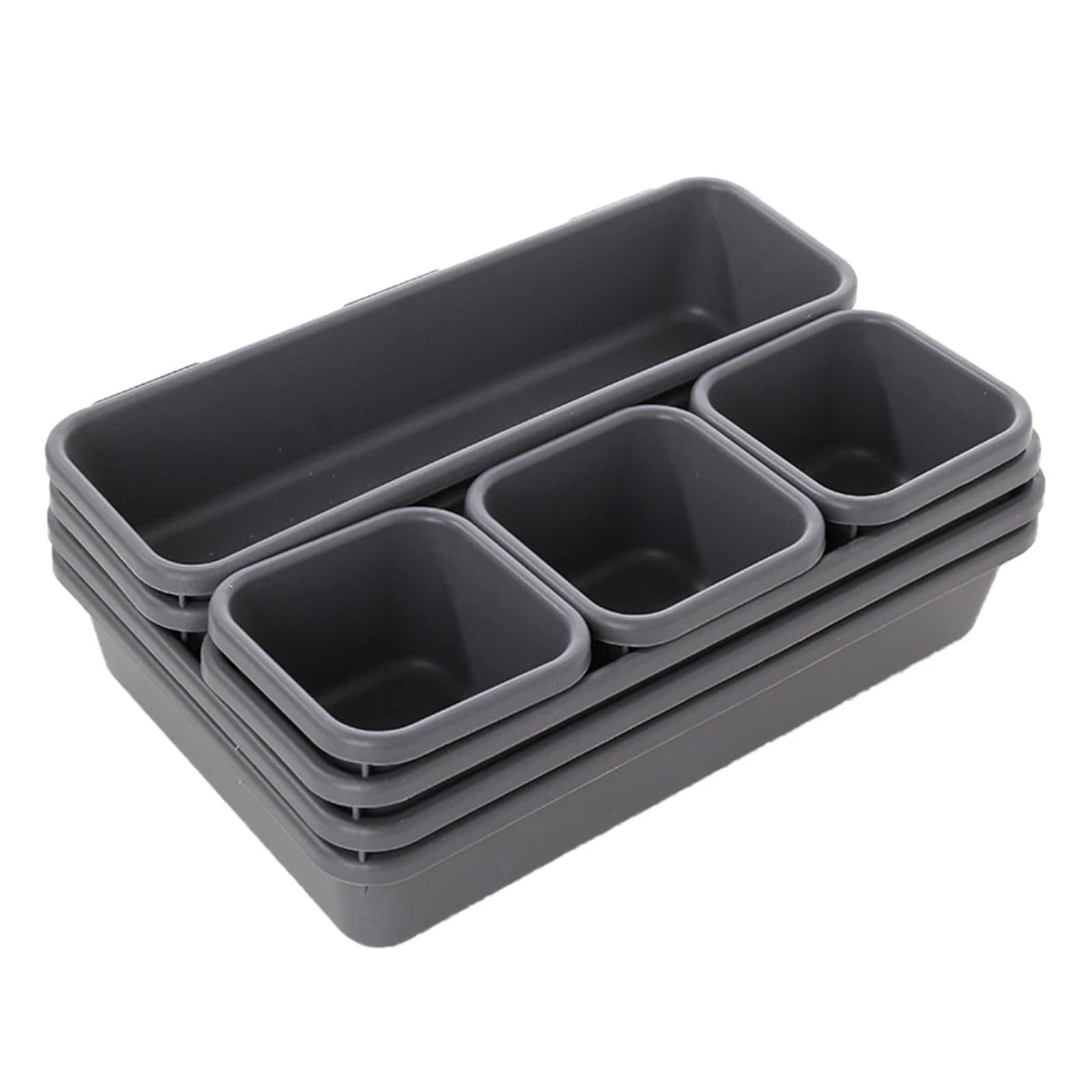 Genérico 8 unids/set cajón ajustable caja organizadora bandejas maquillaje cosméticos artículos divisor titular cocina baño armario joyero(Drak grey)