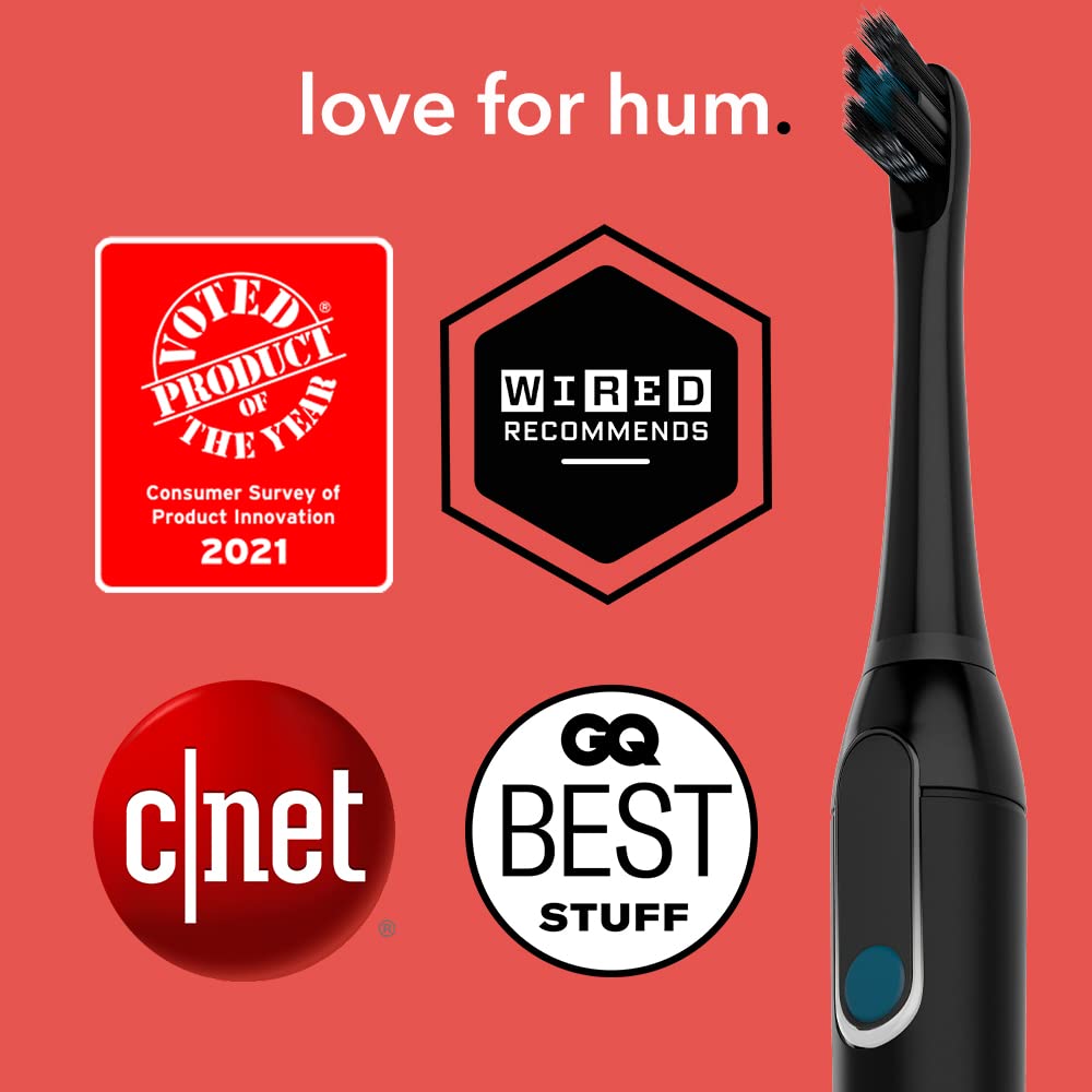 Colgate hum Black Electric Toothbrush for Adults, Starter Kit with Travel Case and Extra Refill Head, Rechargeable Smart Sonic Toothbrush, Black