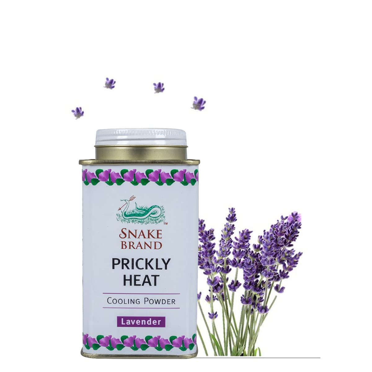 Snake Brand Prickly Heat Cooling Talcum Powder For Heat & Rash Treatment (French Lavender, 50gm(Pack of 4))