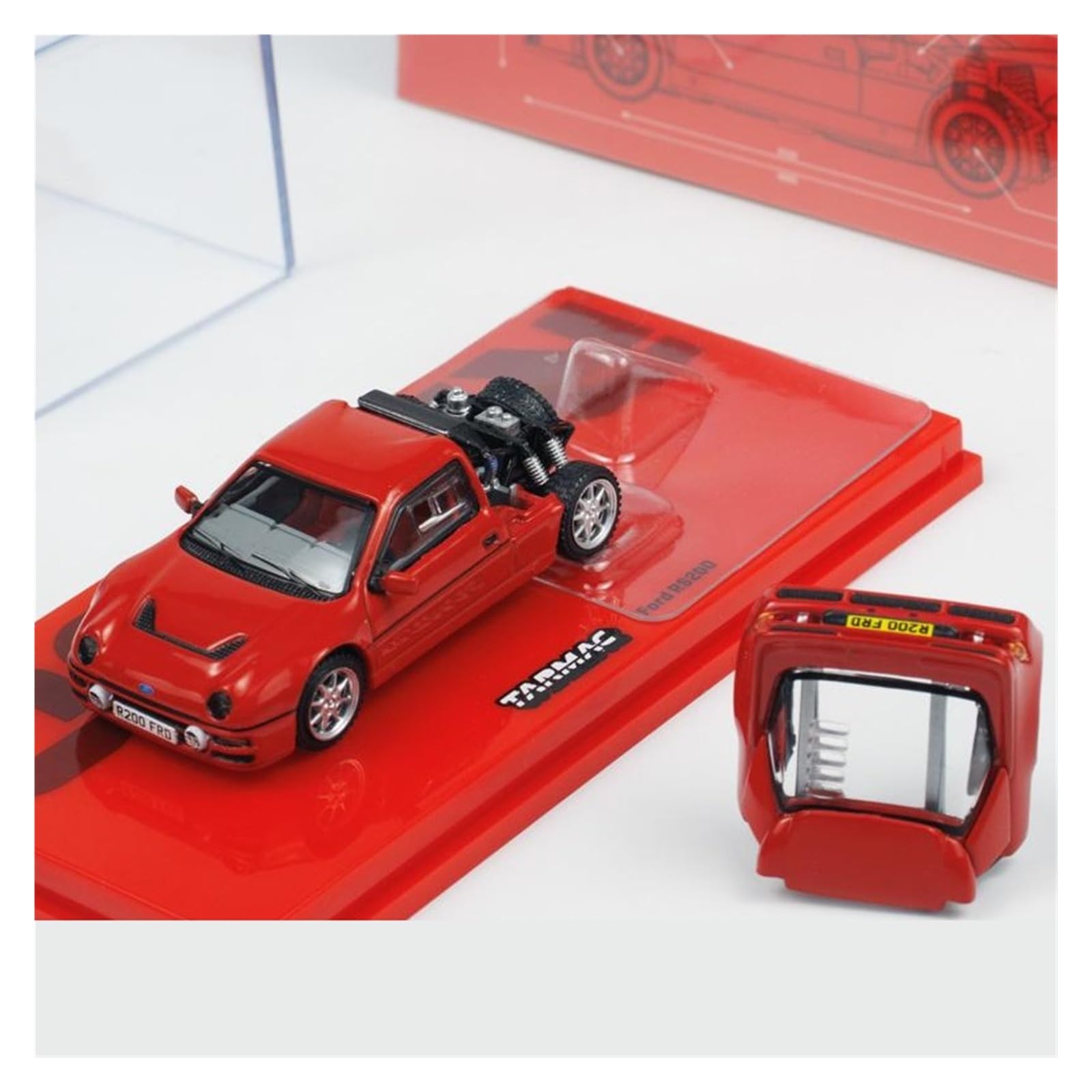 Metallo Scala Replica Modello In Miniatura Da Collezione Per Veicolo In Lega Rossa Ford RS200 Scala 1 64 Regalo Per Giovani Hobby Veicoli Giochi Set