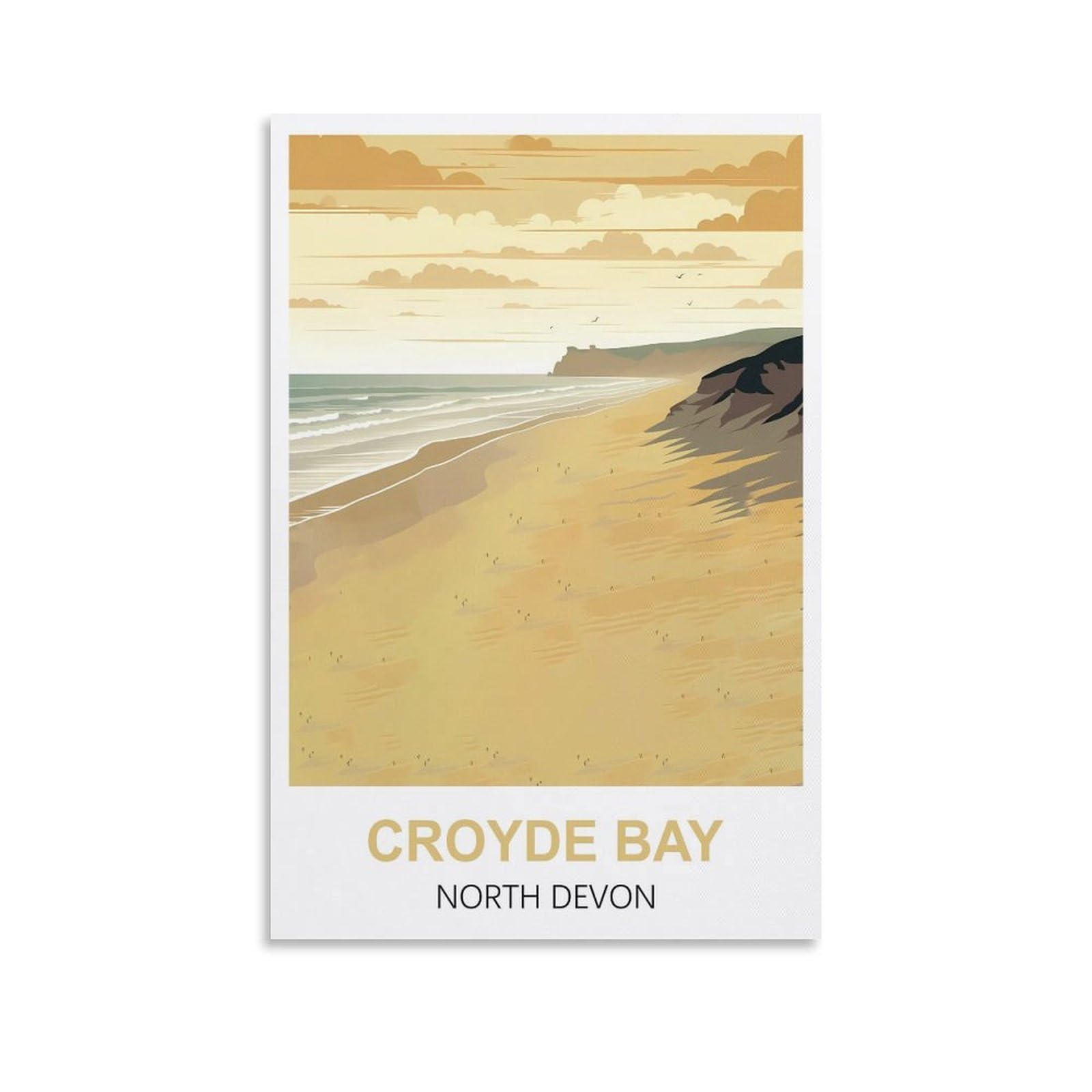 ZZHHEGN Croyde Bay North Devon Vintage Travel Posters 16x24inch(40x60cm) Canvas Art And Wall Art Picture Print