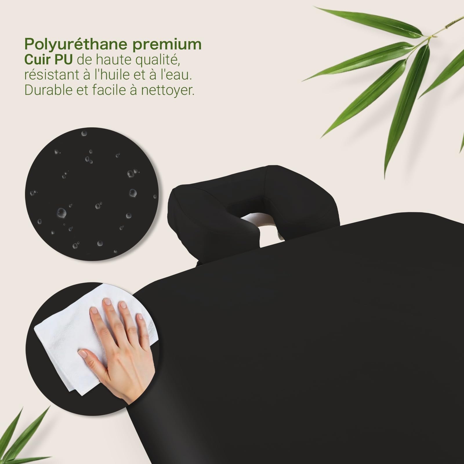 MASSUNDA - Mobile Comfort Deluxe Table de Massage réglable en Hauteur, Table de Massage Pliante Large en Bois Massif, Tables de Massage, Professionnelle (Noir)