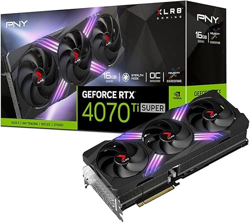 PNY Tarjeta gráfica GeForce RTX 4070 Ti Super 16GB XLR8 Gaming Verto Epic-X RGB Overclocked Triple Fan Tarjeta Gráfica DLSS 3 disponible en Yaxa Colombia