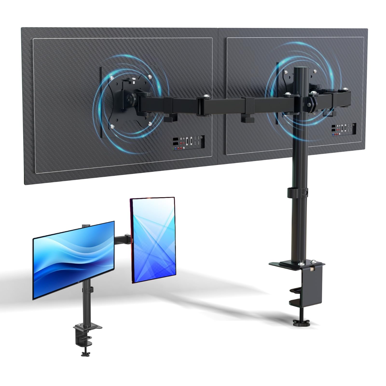 White Mulberry |DIY| Height Adjustable Monitor Arm | Desk Mounted Monitor Stand for 15-27 Inch Monitor | 10Kg Screen Load | VESA 75X75 & 100X100 | Adjustable Metal Desk Mount - (Dual Screen)-image-31