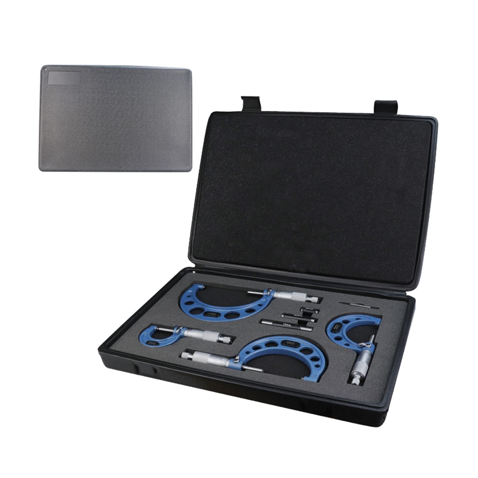 Set di micrometri per esterni, 0-100 mm, 4 pezzi, strumento di misurazione di precisione, 0,01 mm, per macchinisti, meccanici e ingegneri