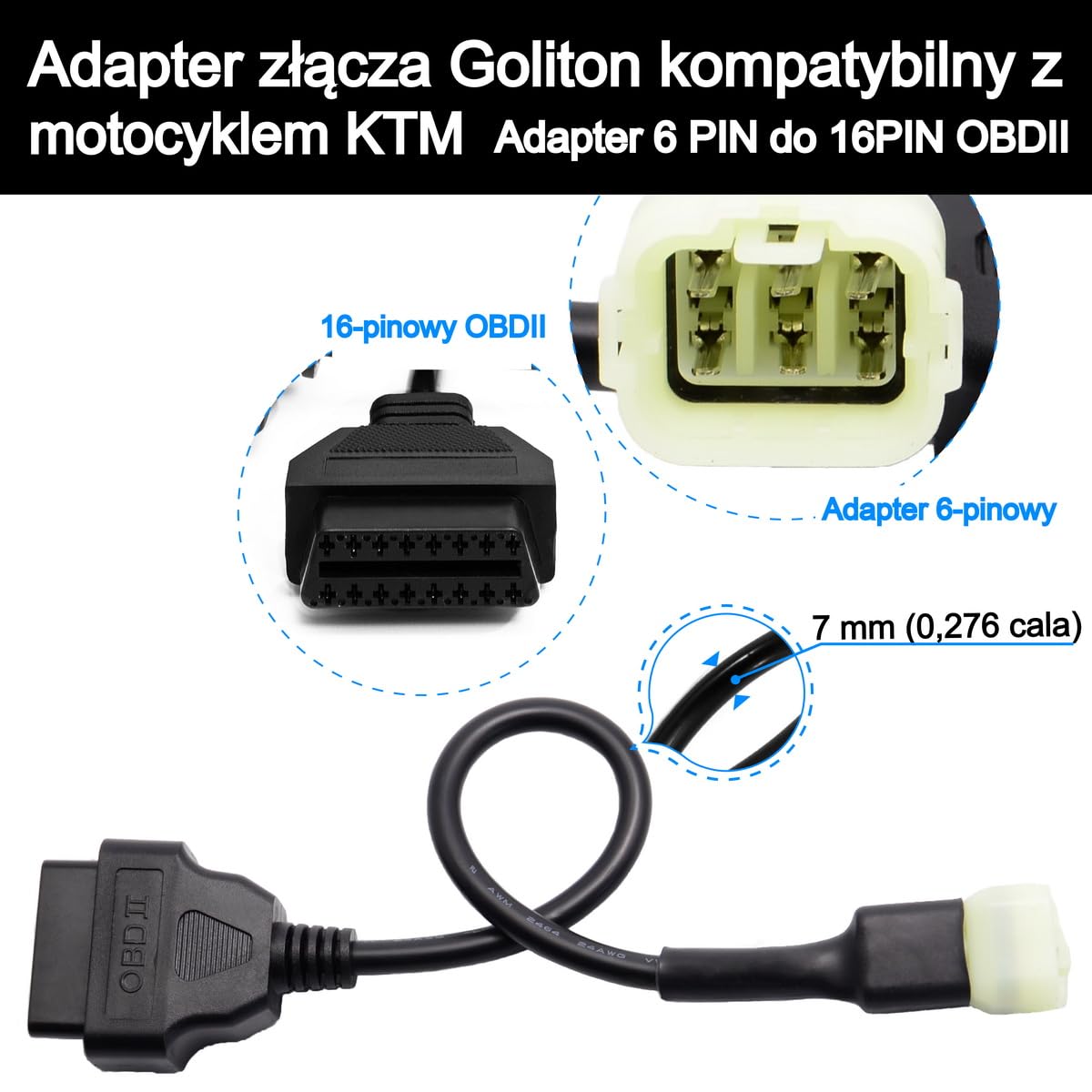 OBD2 OBDII 6-pinowy 16-pinowy adapter diagnostyczny kompatybilny z KTM Moto