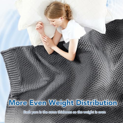 Topcee Knitted Weighted Blanket - 48"x72" 12lbs Cooling Chunky Knit Heavy Blanket for Adults Cable Yarn Knit Decorative No Beads Soft, Cozy and Cooling Weighted Throw Blankets Machine Washable