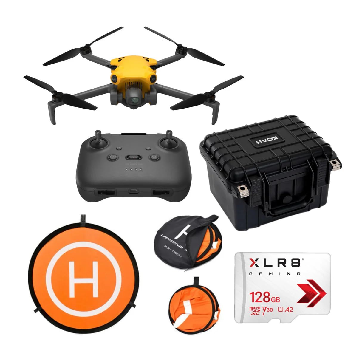 SKYROVER X1 48MP 4K Camera Drone (Yellow) Bundle with Hard Case and Accessories