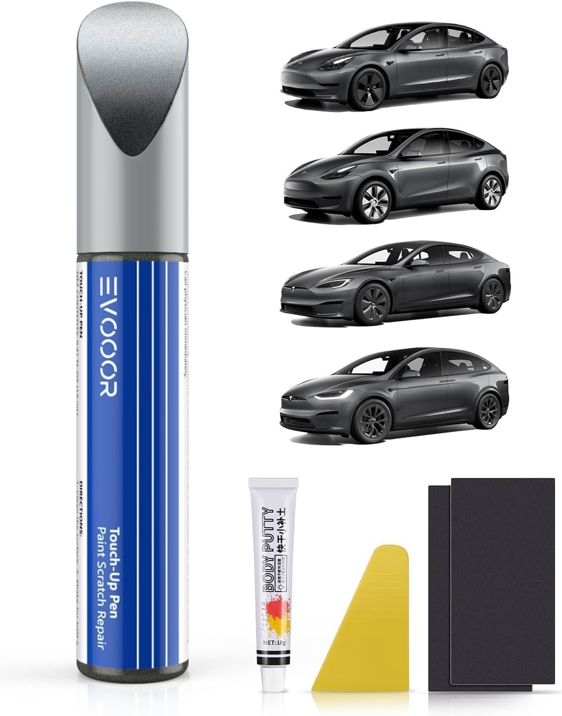 Midnight Silver Metallic (PMNG) Kit de retouche de peinture pour Tesla DIY avec peinture de retouche de couleur assortie pour Model 3/Y/S/X