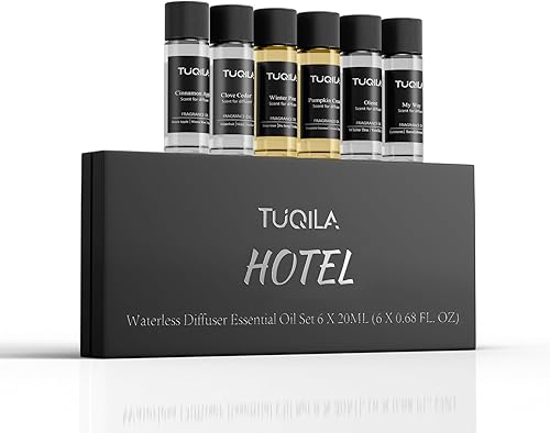 Miniatura 15 de Juego de Difusor de Aceites Esenciales Sin Agua Tuqila (6X 20mL), Aceite de Aroma de Lujo para Hotel Mi Manera, Olene, Caramelos de Menta