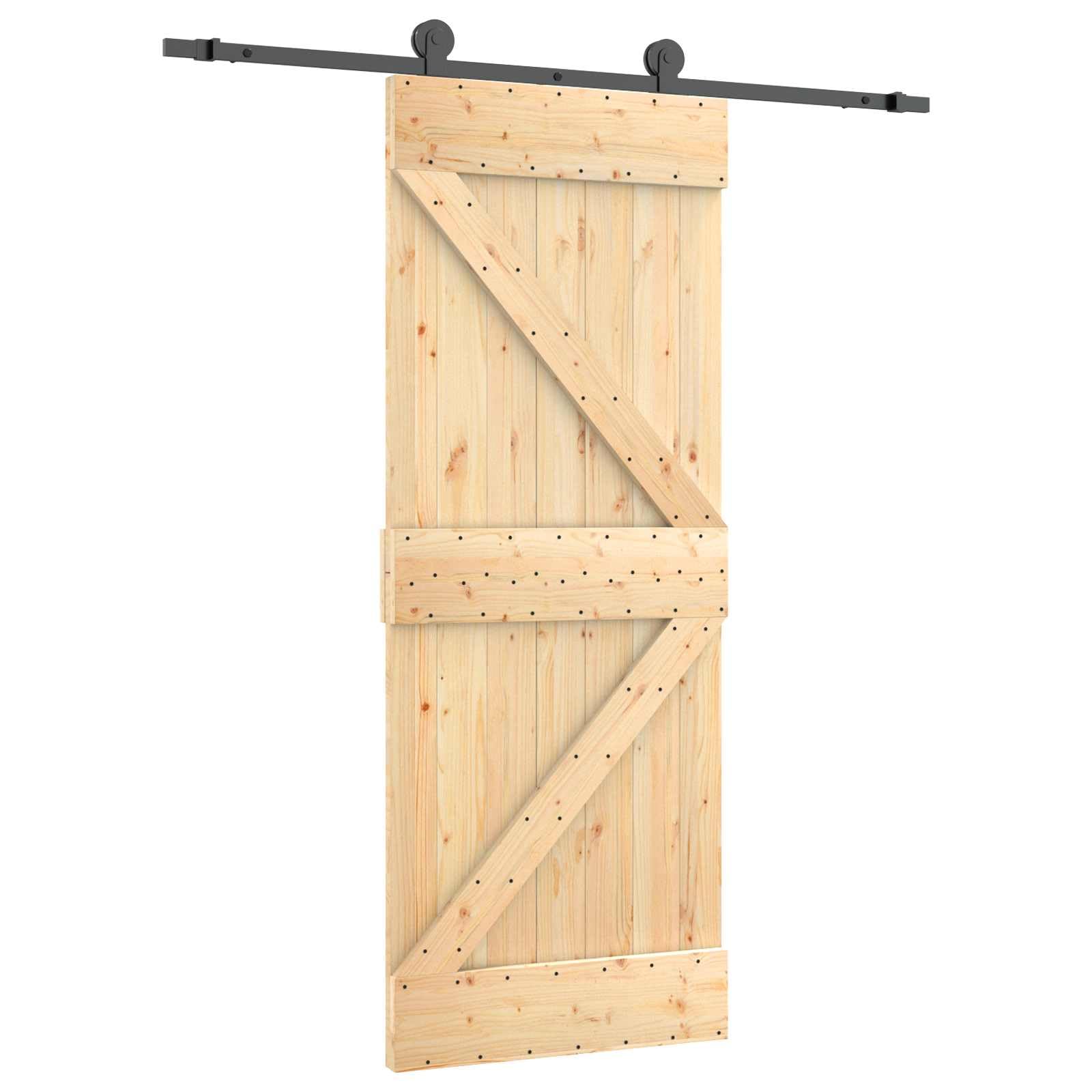 vidaXL Drzwi przesuwne 70 x 210 cm Lite Drewno Sosnowe (Nieobrobione)