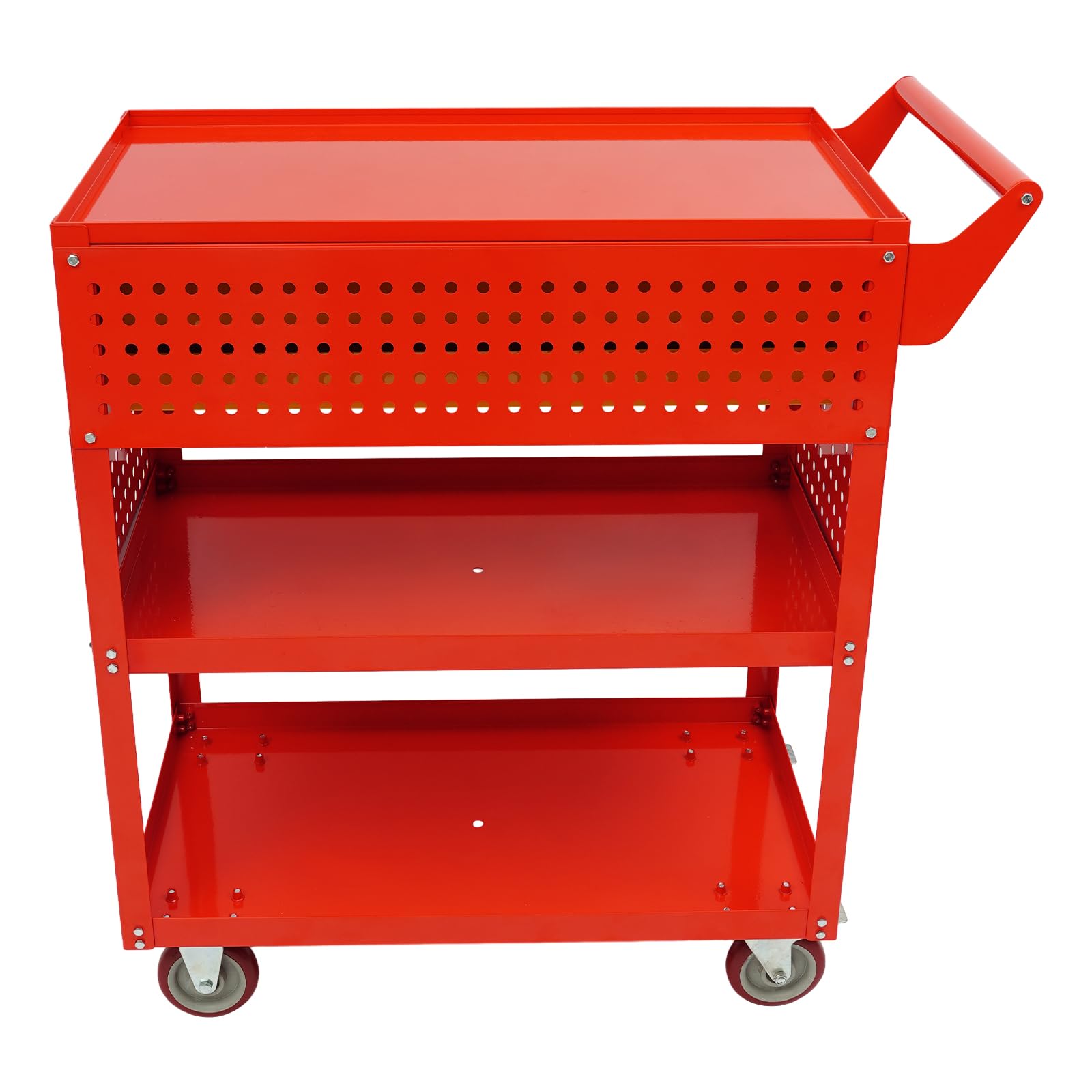 Wózek warsztatowy z przegródkami do warsztatu (czerwony) | Mobilny stół warsztatowy, wózek warsztatowy, wózek do transportu i przechowywania, nośność 181 kg, 79 x 45 x 96 cm