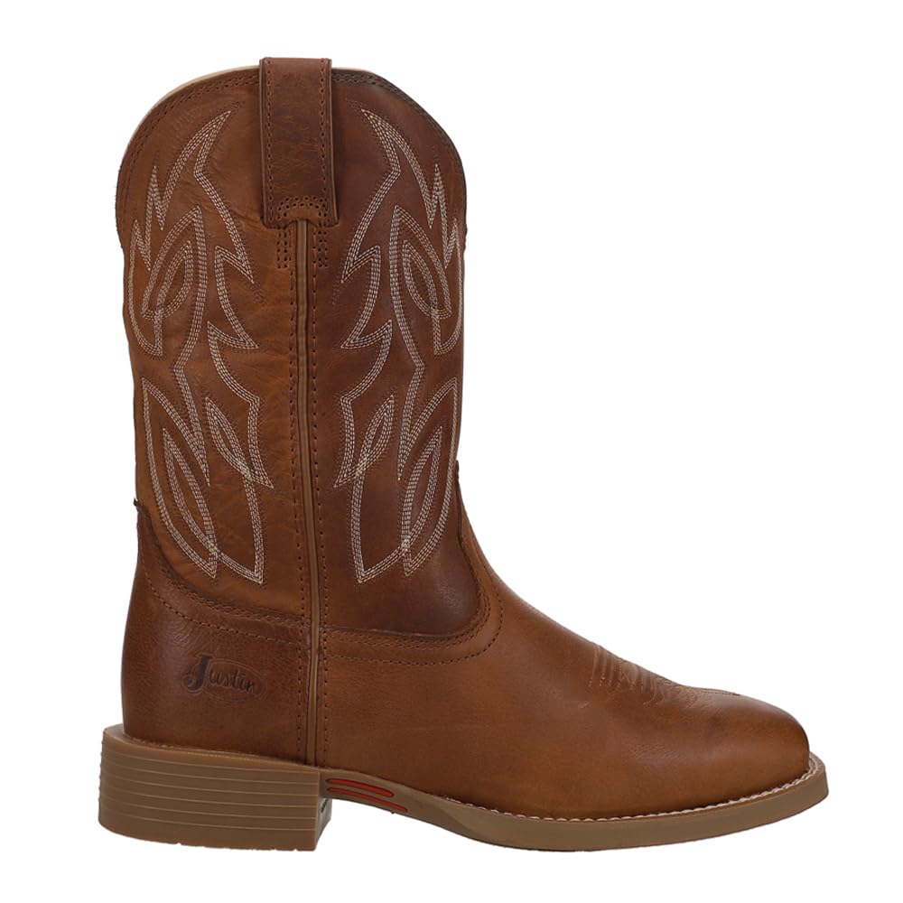 Justin Canter 11" Western Boots for Men, Full Grain Leather, Woven Lining, Square Toe, Slip-Resistant Rubber Outsole