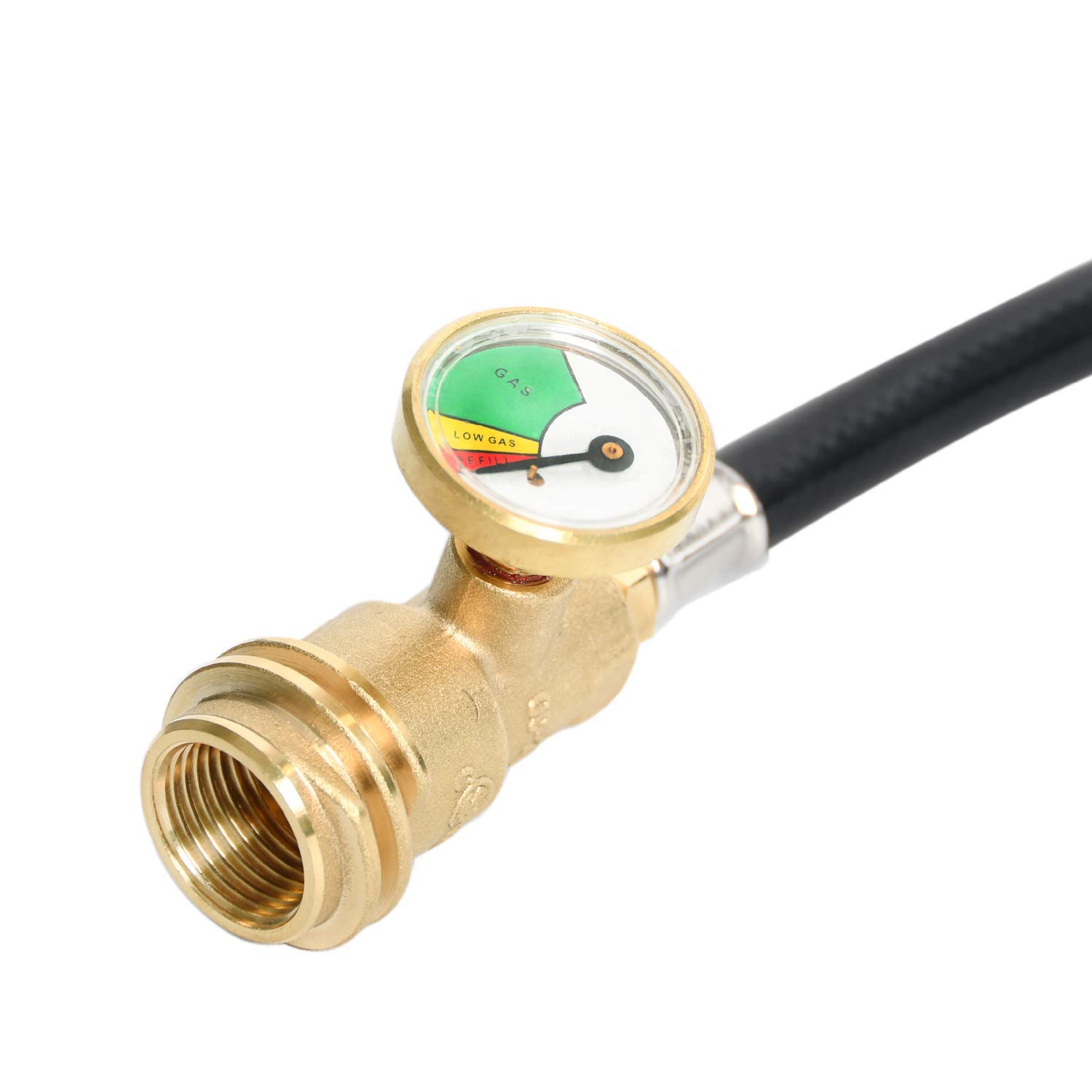 GasSaf Manguera de extensión de tanque de propano de 5 pies con calibre, detector de fugas apto para parrilla de gas, calentadores y todos los aparatos de propano, accesorios Acme a macho QCC/POL