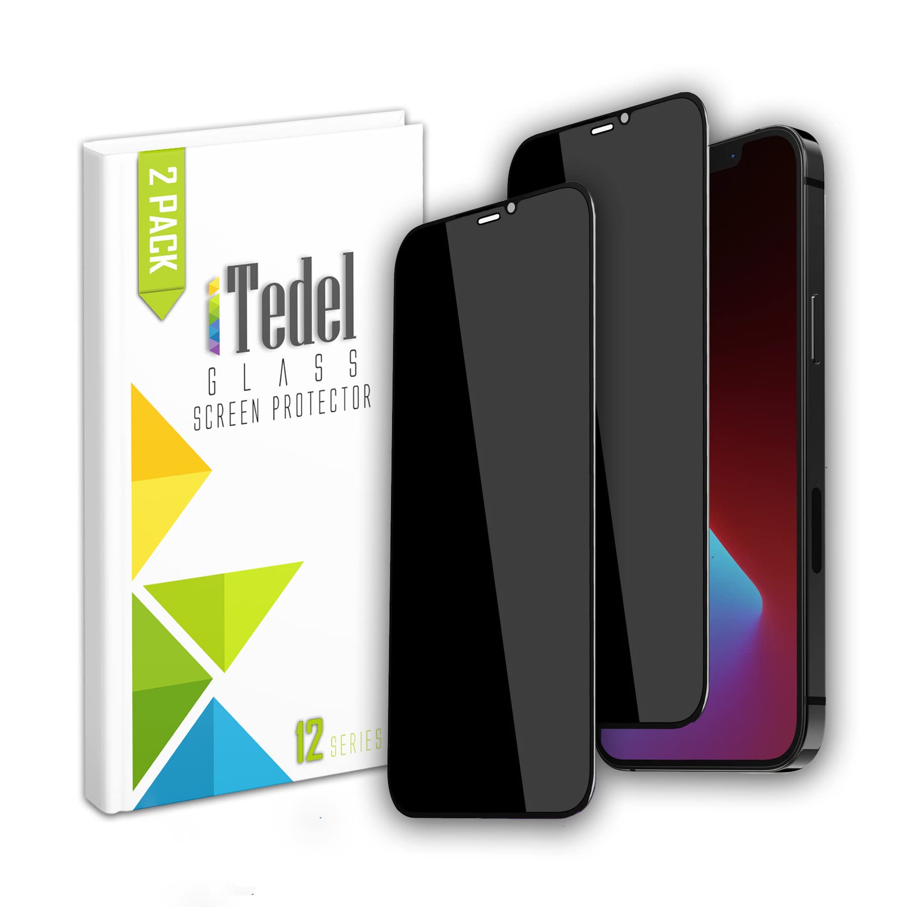iTedel 2 Pack iPhone 12 Pro Max Privacy Screen Protector Full Coverage Protection with Anti Spy Tempered Glass Anti Fingerprint and Anti Scratch Technologies