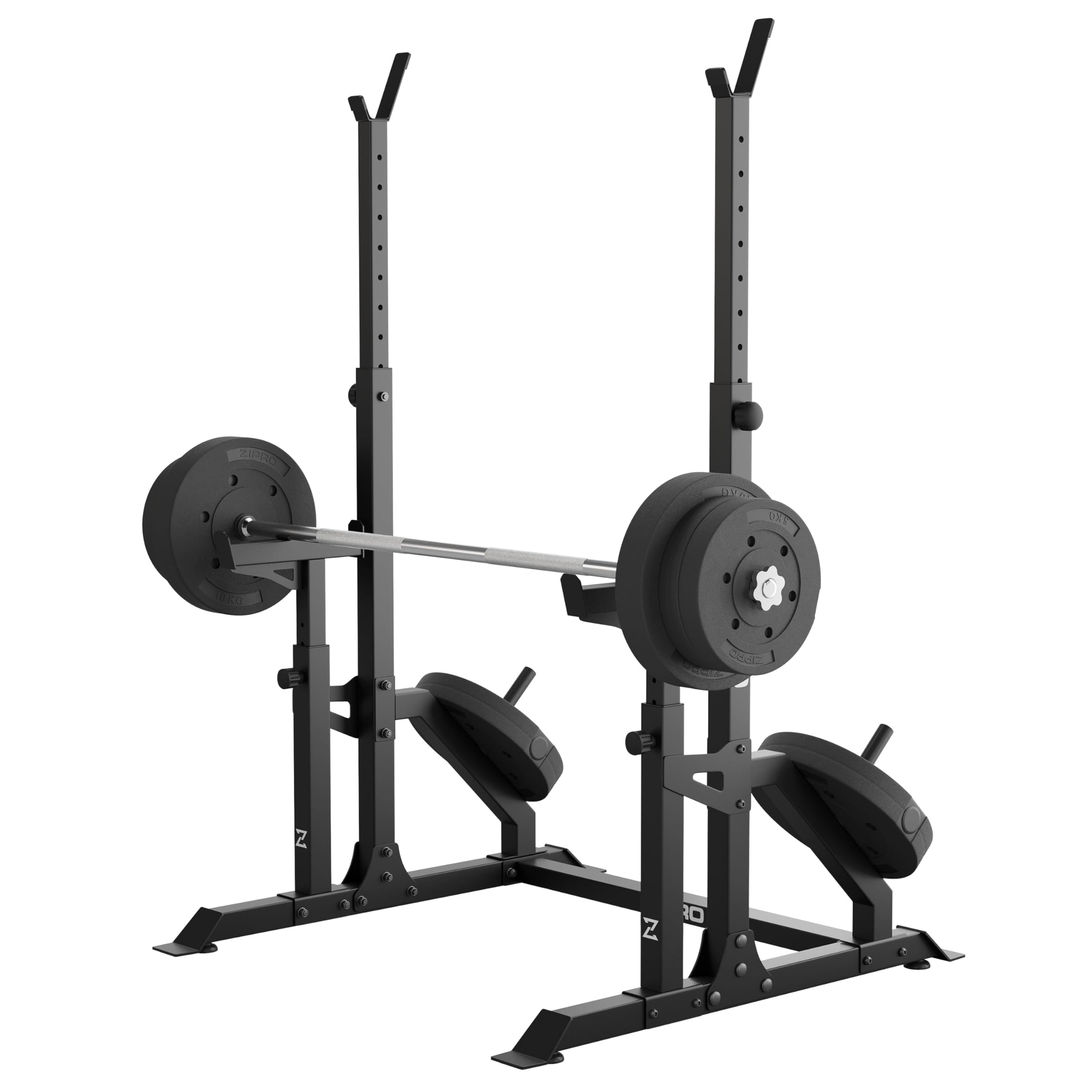 ZIPRO Ripiano bilanciere regolabile in altezza, capacità massima utente di 120 kg, in acciaio – bilanciere, squat rack, supporto per manubri, supporto per bilanciere