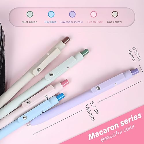 Miniatura 4 de DRMAVI 5 bolígrafos de tinta de gel retráctiles, bolígrafos de tinta negra, punta fina de 0.020 in, bolígrafos estéticos de escritura suave,