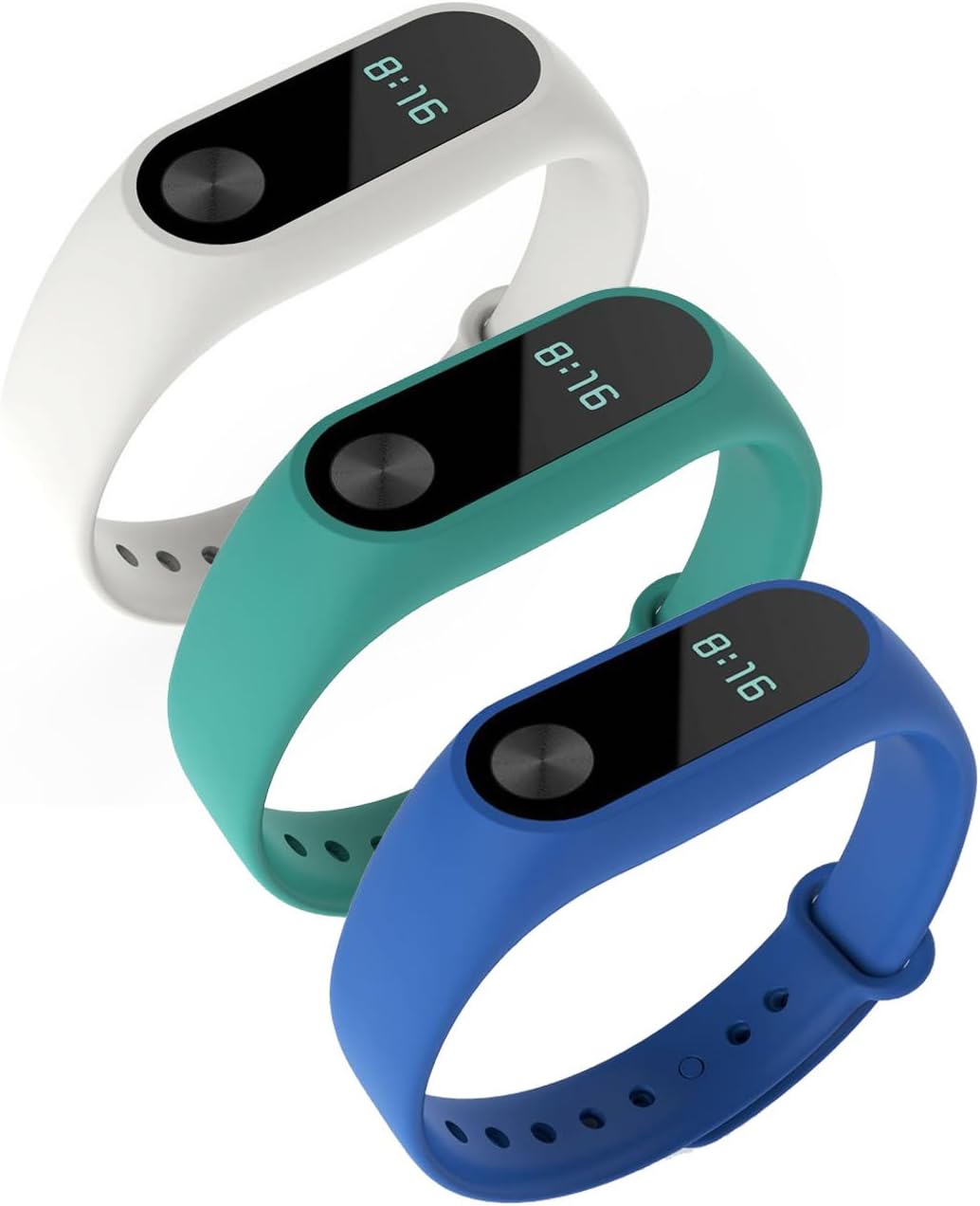 Awinner Colorful Waterproof Bands for Xiaomi Mi Band 2 Smart Miband 2nd (No Activity Tracker) (Blue,White,Cyan)