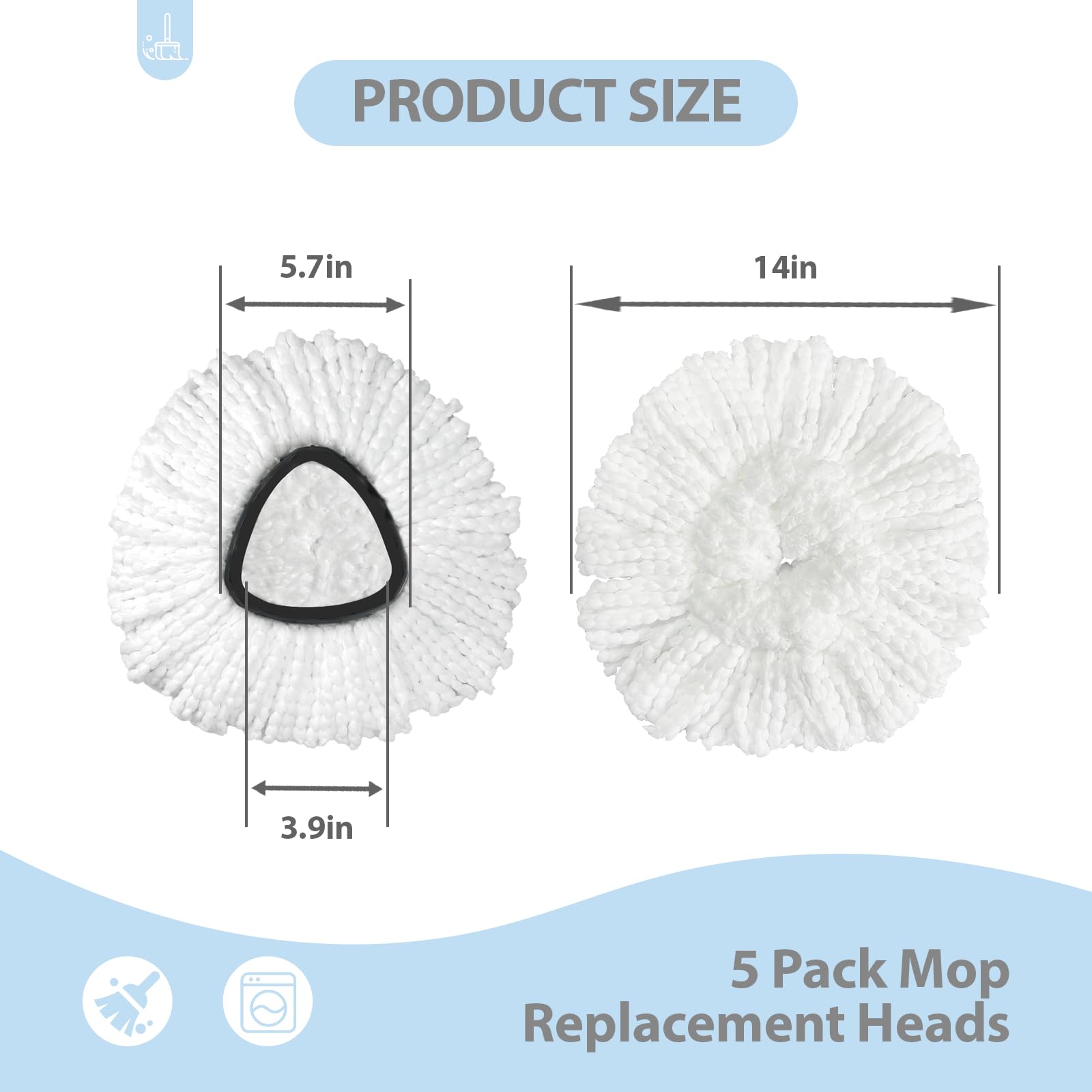 5 Testine Di Ricambio Per Mocio Vileda EasyWring – Microfibra Profonda, Lavabili In Lavatrice