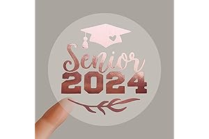 100 Senior Pink Real Gold Foil Graduation Stickers Grad Caps